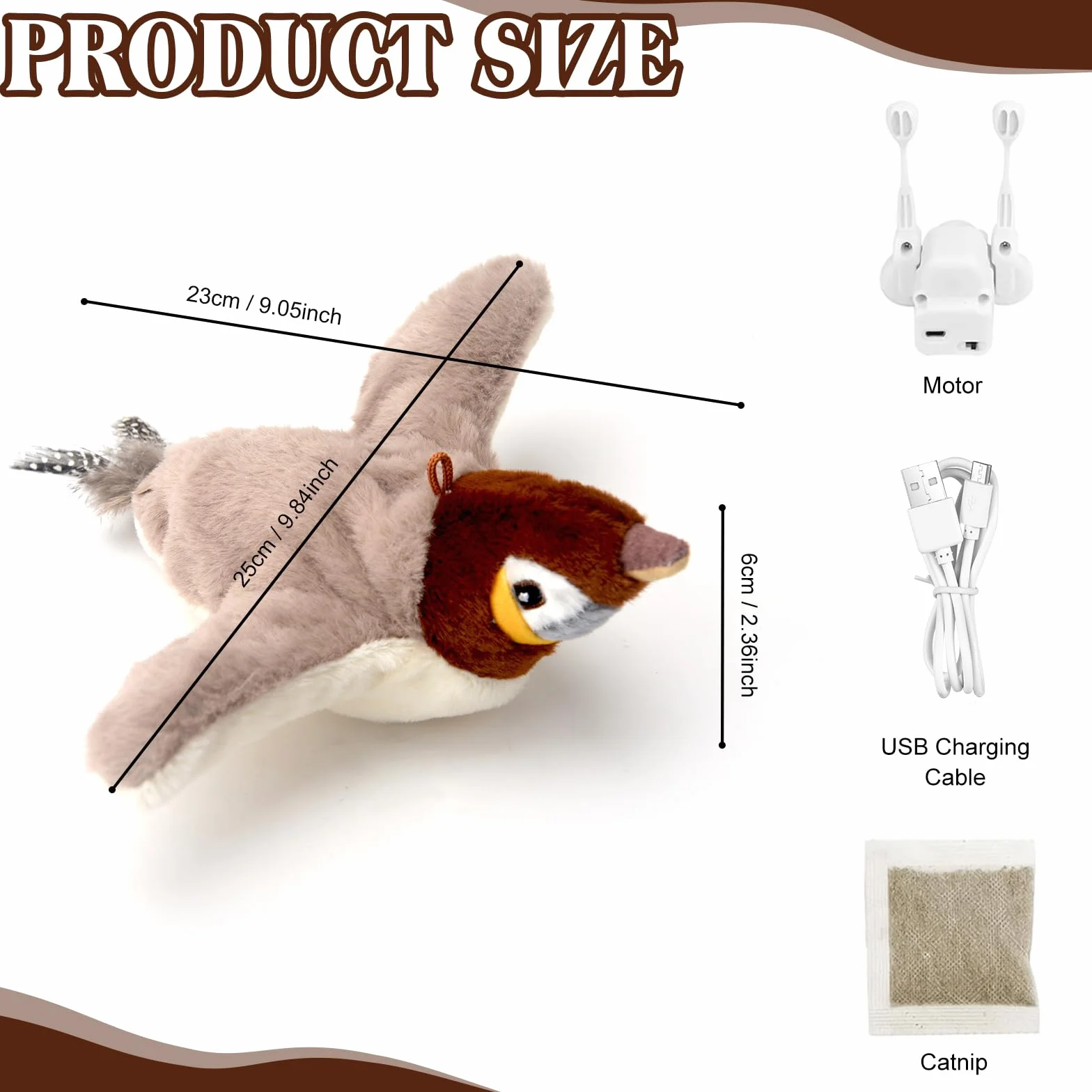Oiseau Volant Chat Jouet Interactif Ailes Battantes Rechargeable Lavable Intérieur Chaton Adulte