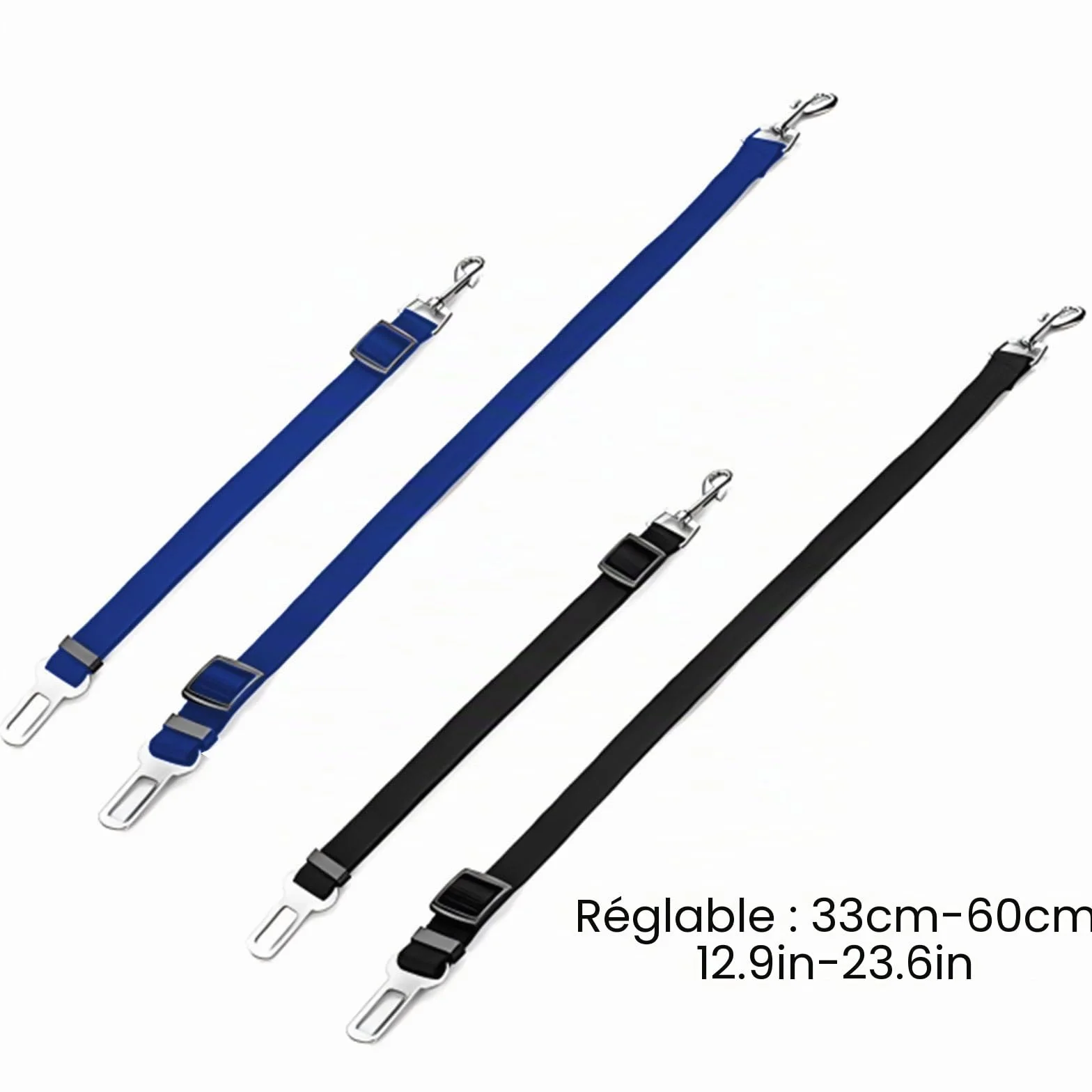 2 Pièces Harnais Voiture Chien Bleu et Noir Ceinture Chien 42-70cm Laisse Protégez-Vous et Votre Animal de Compagnie