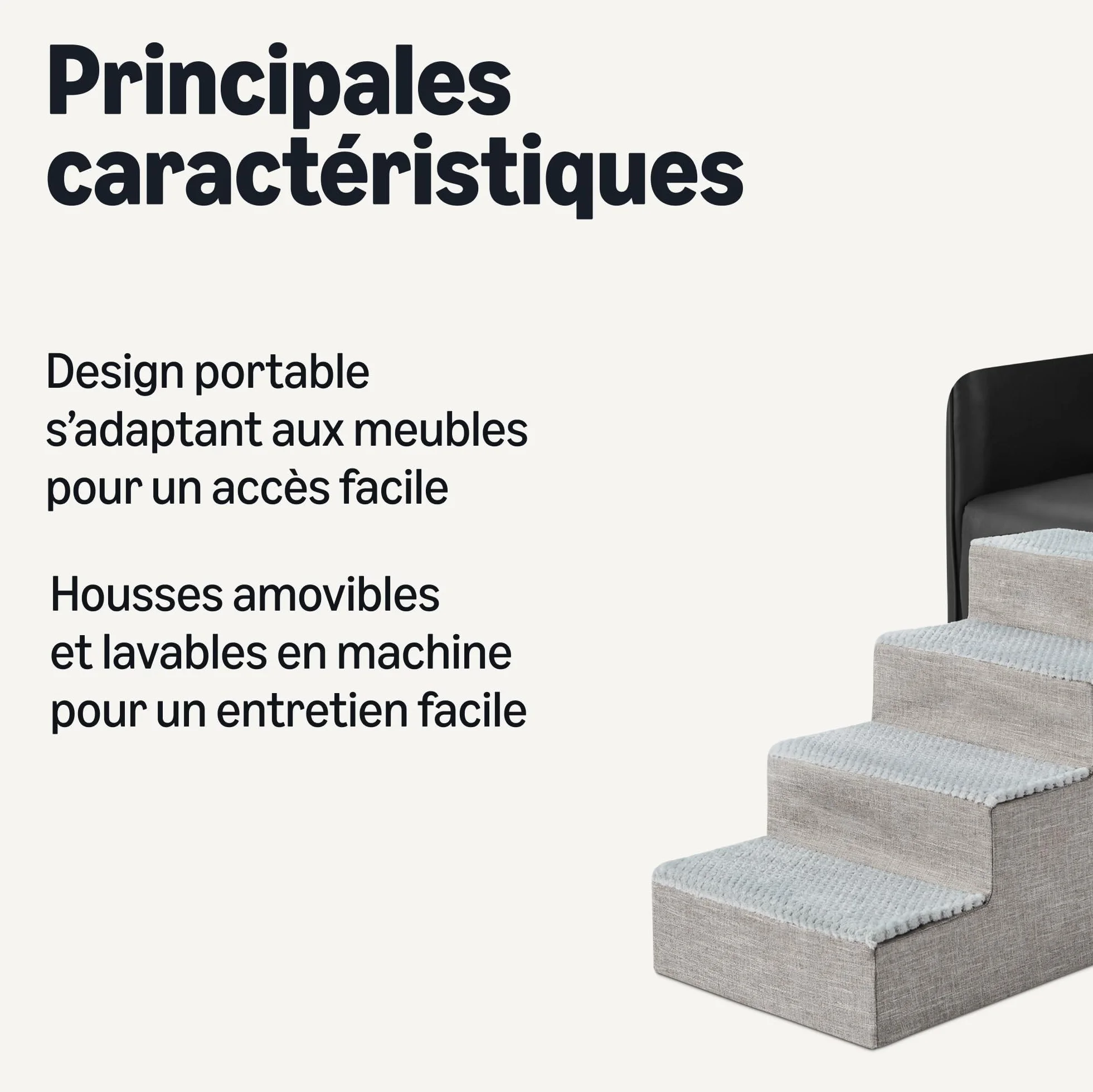 Amazon Basics Marchepied à 4 Marches pour Chien, 46,7cm de Hauteur, Escalier Antidérapant, Gris