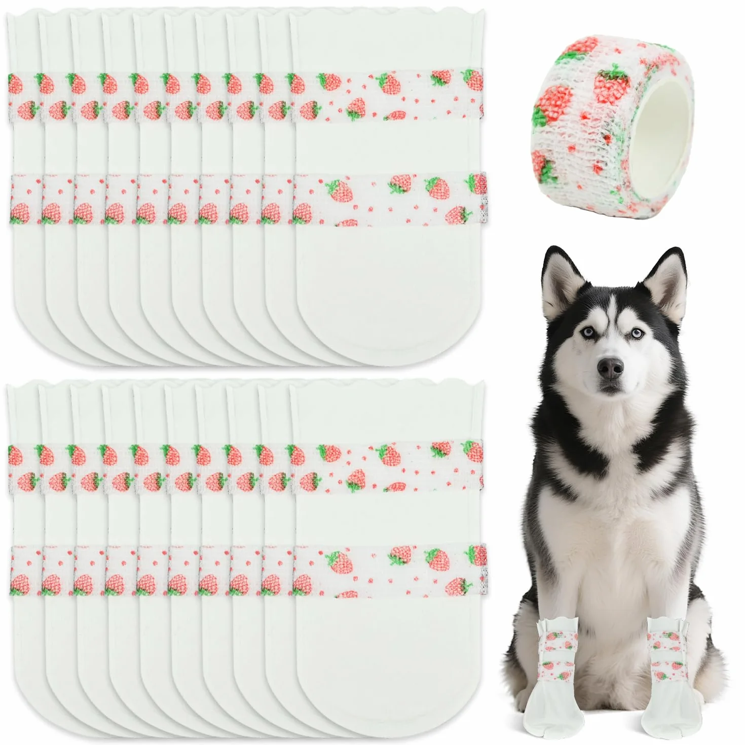 Bottes jetables pour Chien Lot de 20, Bandages Pattes imperméables avec Auto-adhésif (L 17-30 kg)