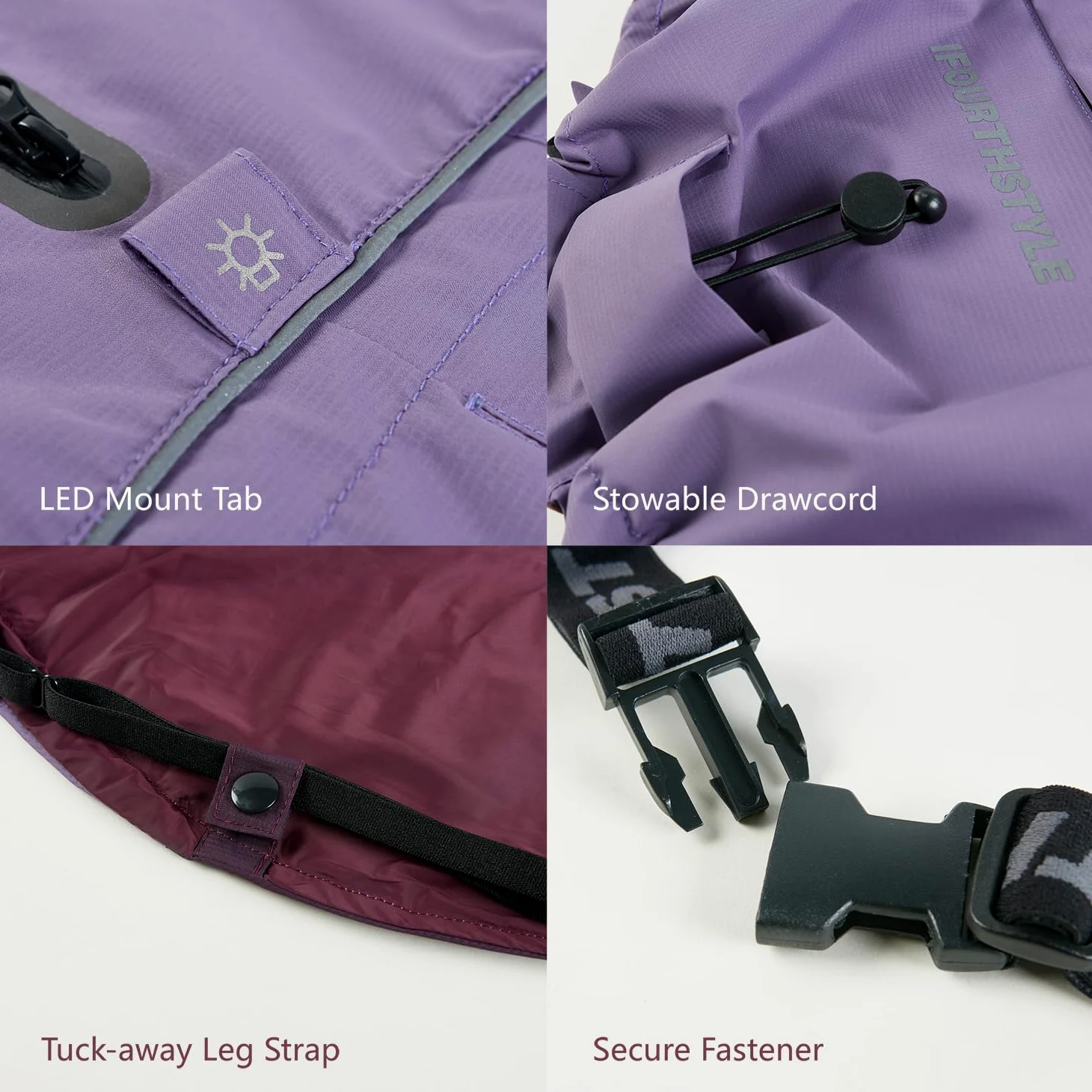 Manteau de pluie imperméable pour chien avec veste de pluie légère et réfléchissante (longueur du dos 35 cm, violet)