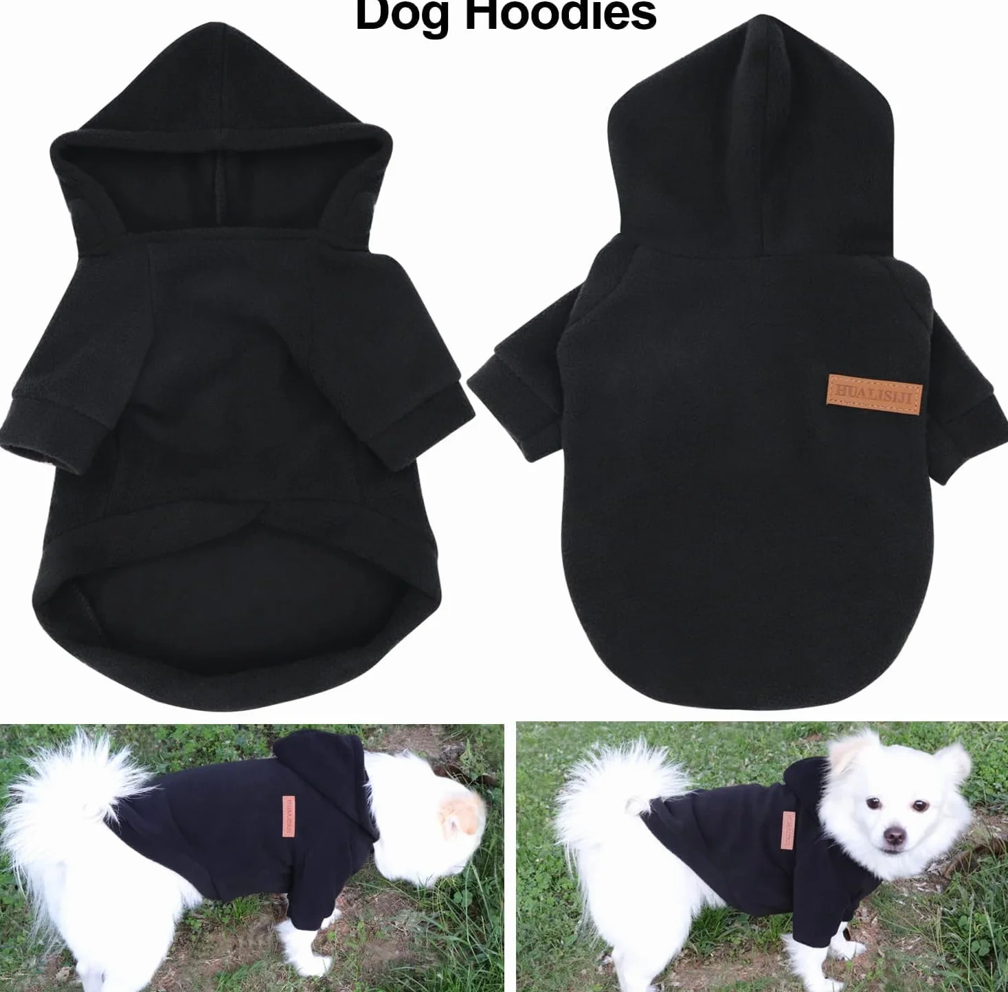 Sweat à Capuche pour Chien Chaud Doux Confortable Noir X-Small