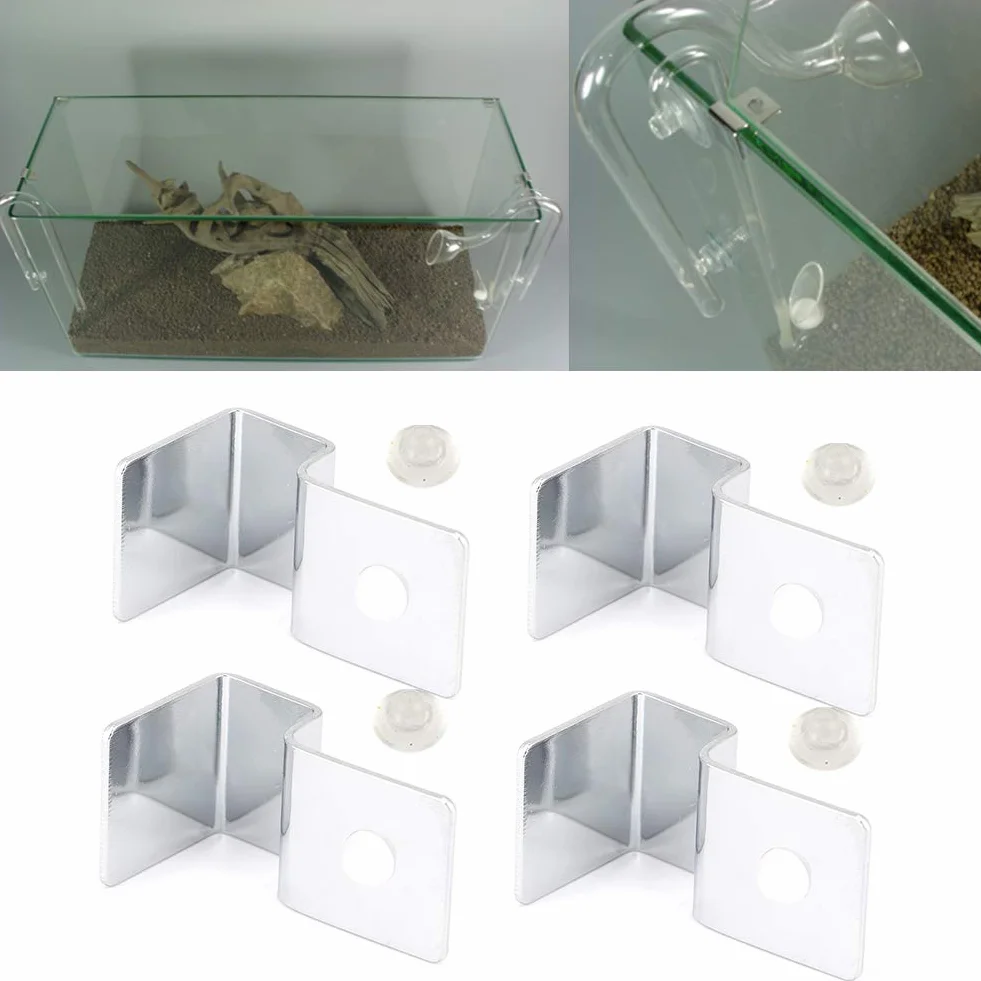 KIMISS Support de Support Aquarium Couvercle de Réservoir de Poisson en Acier Inoxydable 5mm 4 Pièces