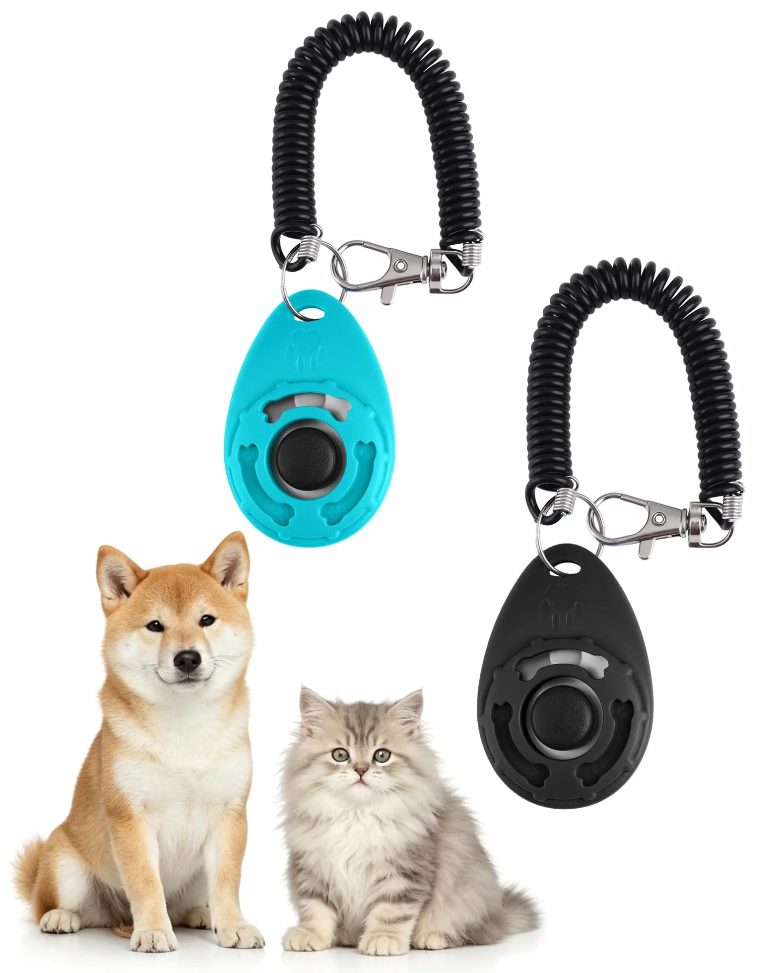 2 PCS Clickers pour Chien, Clicker Training avec Dragonne et Grand Bouton, Clicker Dressage Professionnel, Multicouleurs, pour Chien, Chat, Cheval, Oiseaux (Noir, Vert)