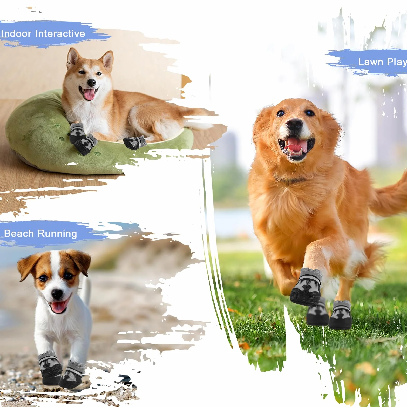 Bottes Imperméables pour Chien Ajustables avec Bandes Réfléchissantes - Protection des Pattes