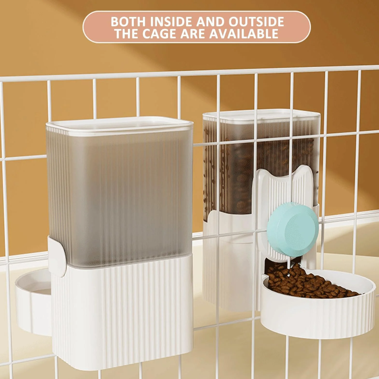 Distributeur Automatique de Nourriture 1000ml pour Petits Animaux, Mangeoire Suspendue pour Cage Chiot Lapin