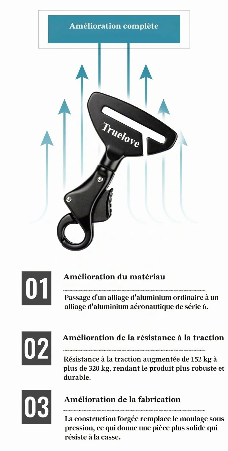 TRUE LOVE Ceinture de sécurité pour chien voyage voiture léger