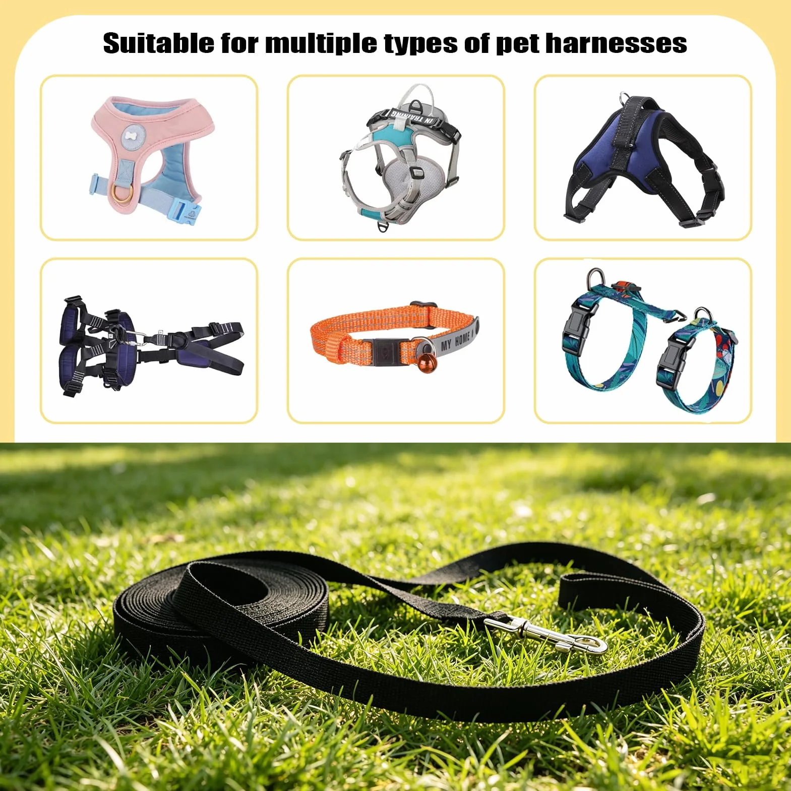 Longe pour Chien 5m, Laisse pour Chien, Laisse Imperméable avec Dragonne Et Mousqueton À 360°, pour L'entraînement pour Chiens De Petite, Moyenne Et Grande Taille (Noir)