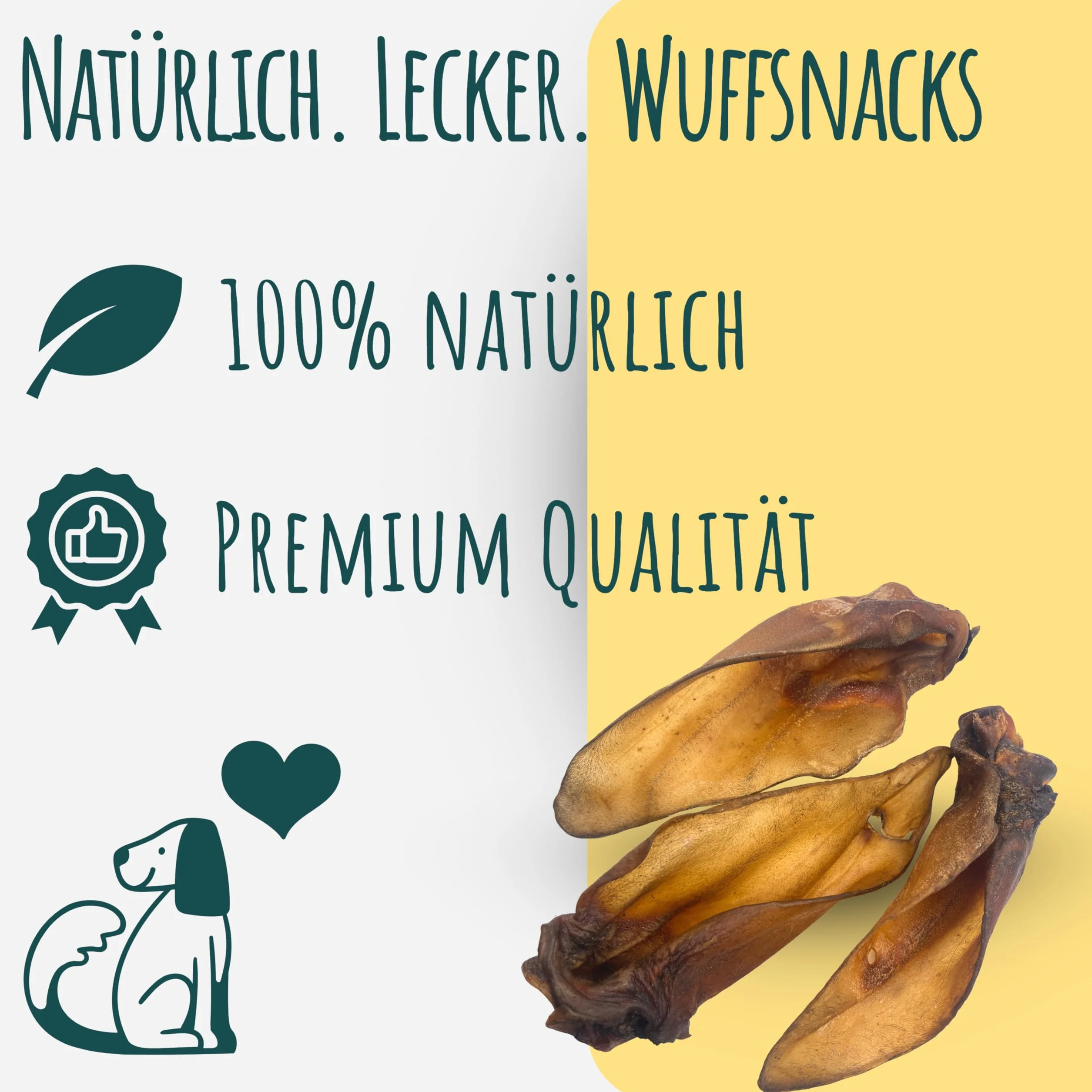 Wuffsnacks oreilles de bœuf avec coquillage pour chiens naturelles 50 pièces