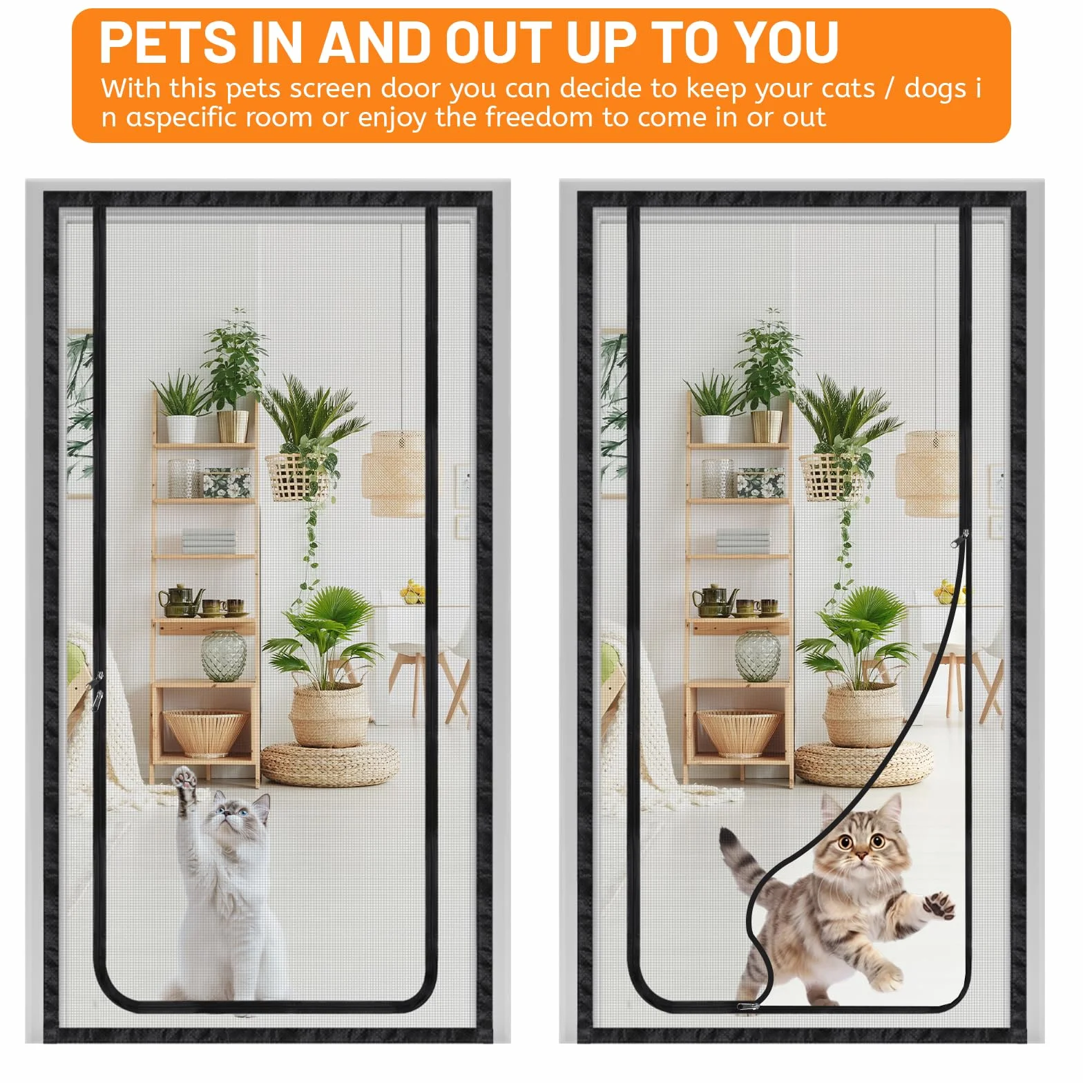 Porte moustiquaire pour Chat 80x200 cm avec Fermeture éclair