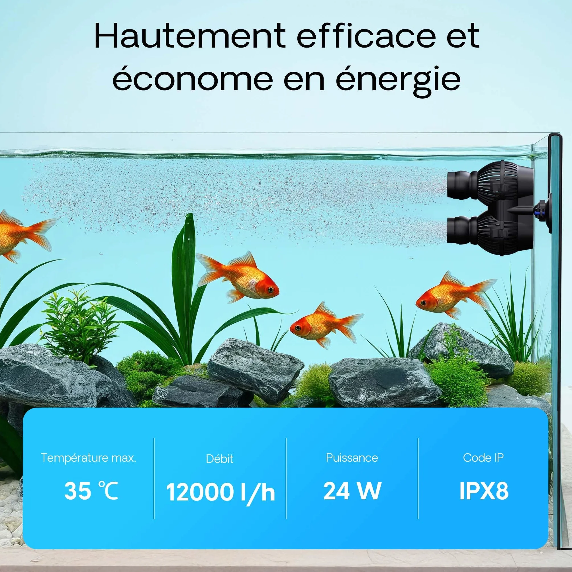 SunSun JVP-202A Pompe de brassage double Wavemaker 12000 l/h 24 W fixation par ventouse pompe de circulation aquarium