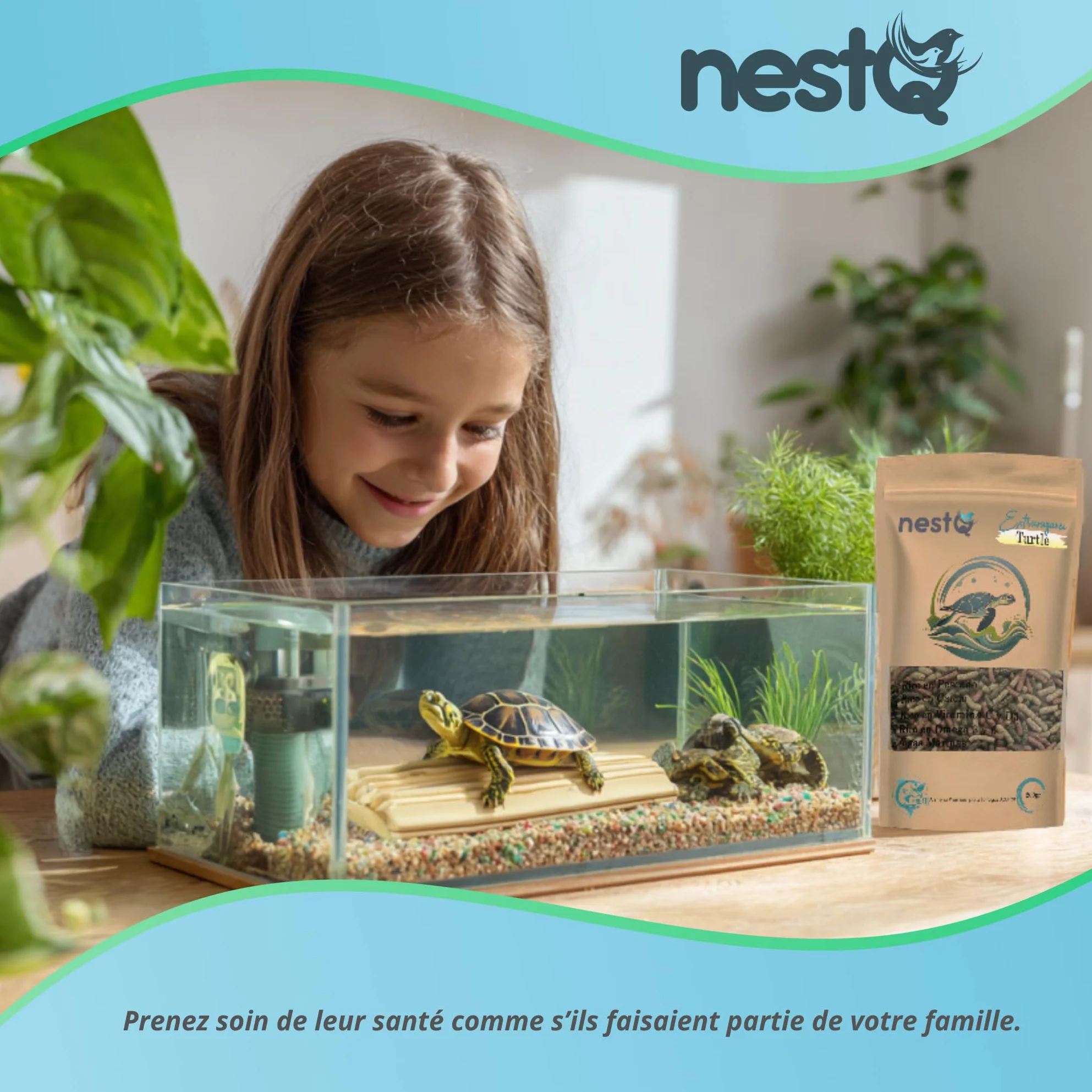 Granulés Flottants pour Tortues Aquatiques Alimentation Complète Riche en Calcium 200g