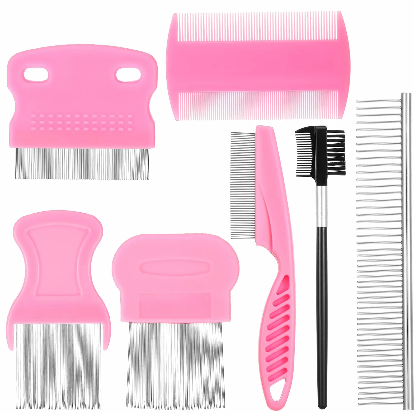 Kit de toilettage anti-puces pour chiens et chats – Peignes professionnels en acier inoxydable à dents fines et larges