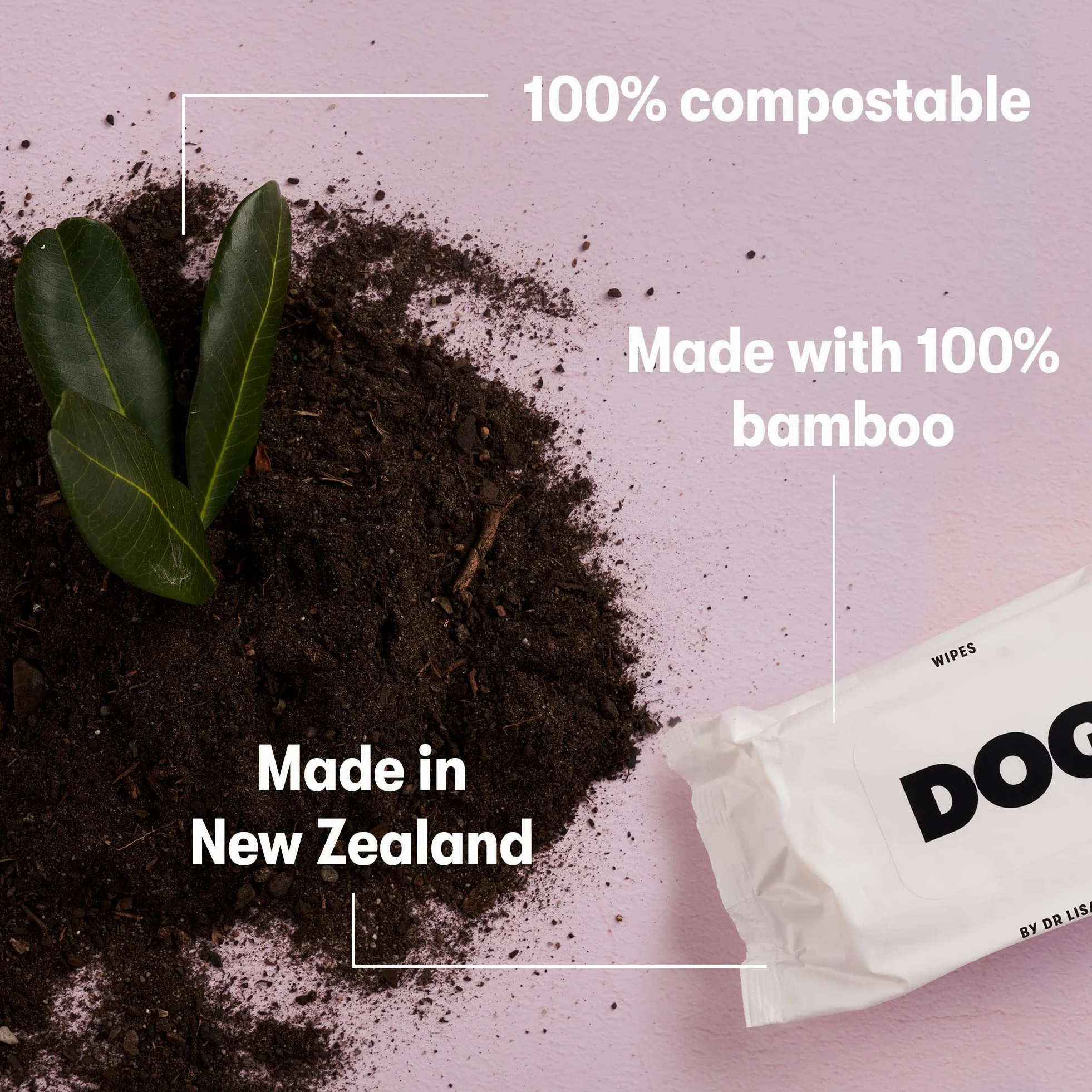 DOG by Dr Lisa - Lingettes de voyage pour chiens - À base de plantes - Lingettes de bain naturelles pour chiens - Fabriquées à partir de bambou 100 % compostable - Créées par des vétérinaires