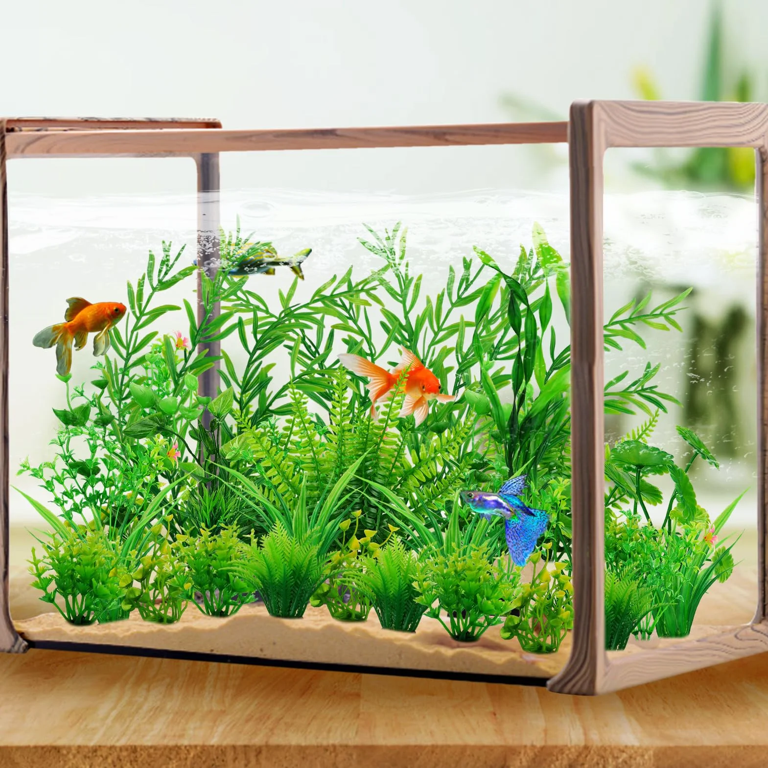 QUOZUO Plantes Artificielle Aquarium Décor 25 Pièces Vert Terrarium Décoration