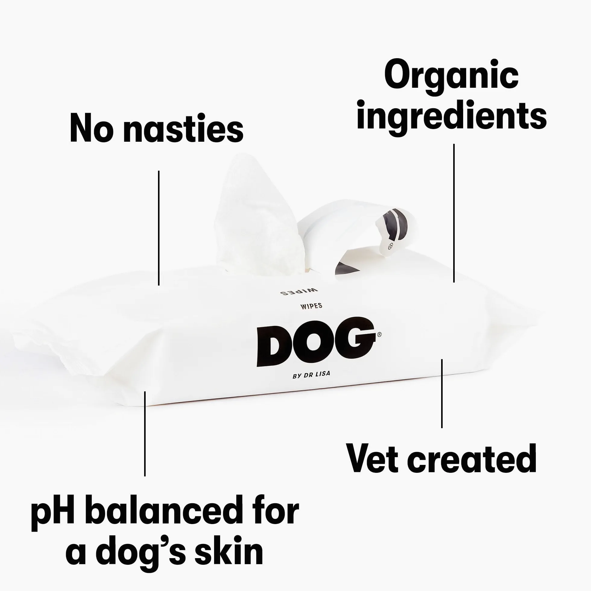DOG by Dr Lisa - Lingettes de voyage pour chiens - À base de plantes - Lingettes de bain naturelles pour chiens - Fabriquées à partir de bambou 100 % compostable - Créées par des vétérinaires