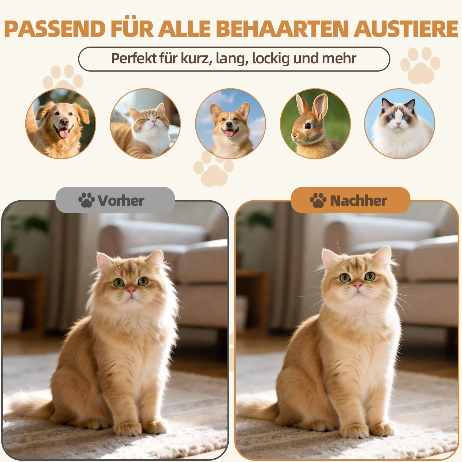 Brosse à chat à vapeur 2 en 1 Retire-Underpoil, USB rechargeable, Grand réservoir, Chiens & chats poils longs/courts