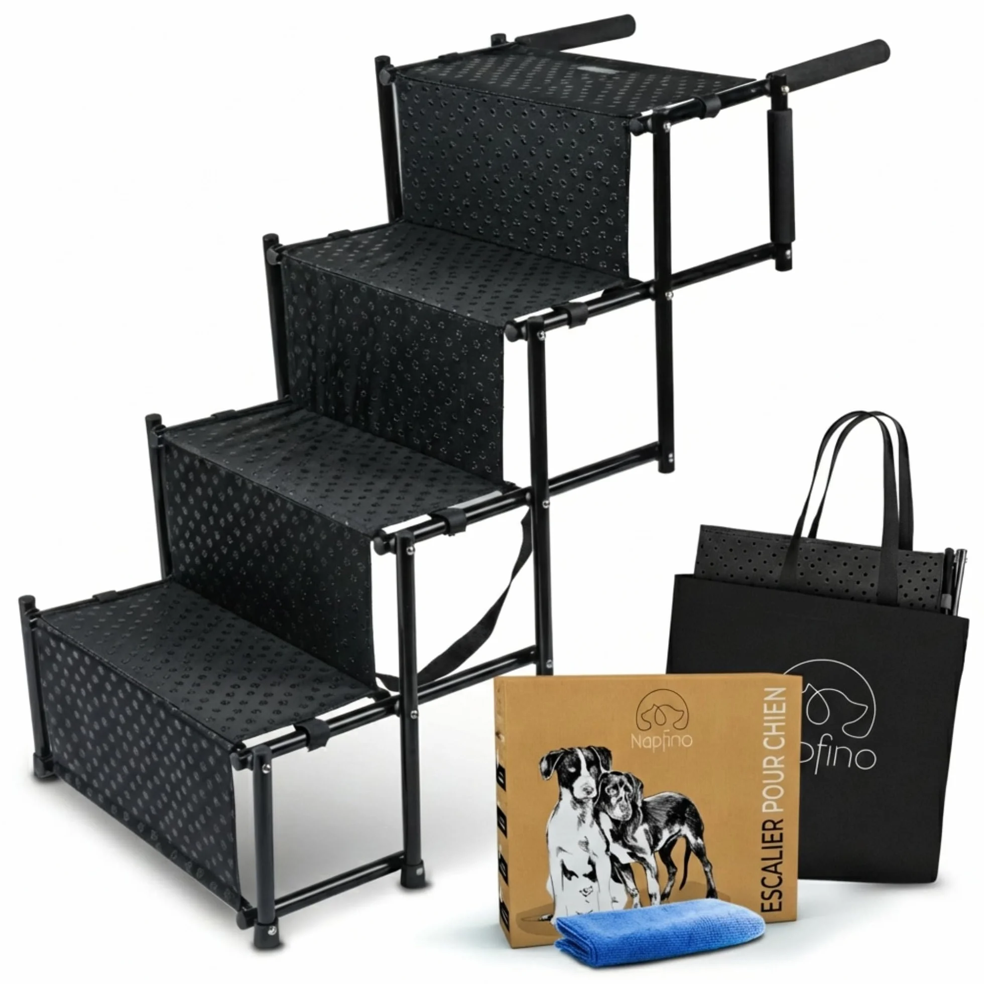 Escalier pour chien jusqu'à 60 kg – Rampe pliable pour chien – Rampe de voiture pour petits et grands chiens – Aide à l'entrée de la voiture – Rampe pour chien adaptée à toutes les voitures –