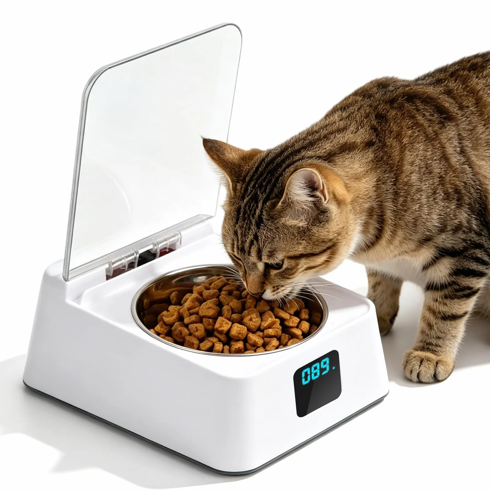 Gamelle intelligente 350 ml distributeur automatique nourriture humide chat induction infrarouge noir et blanc