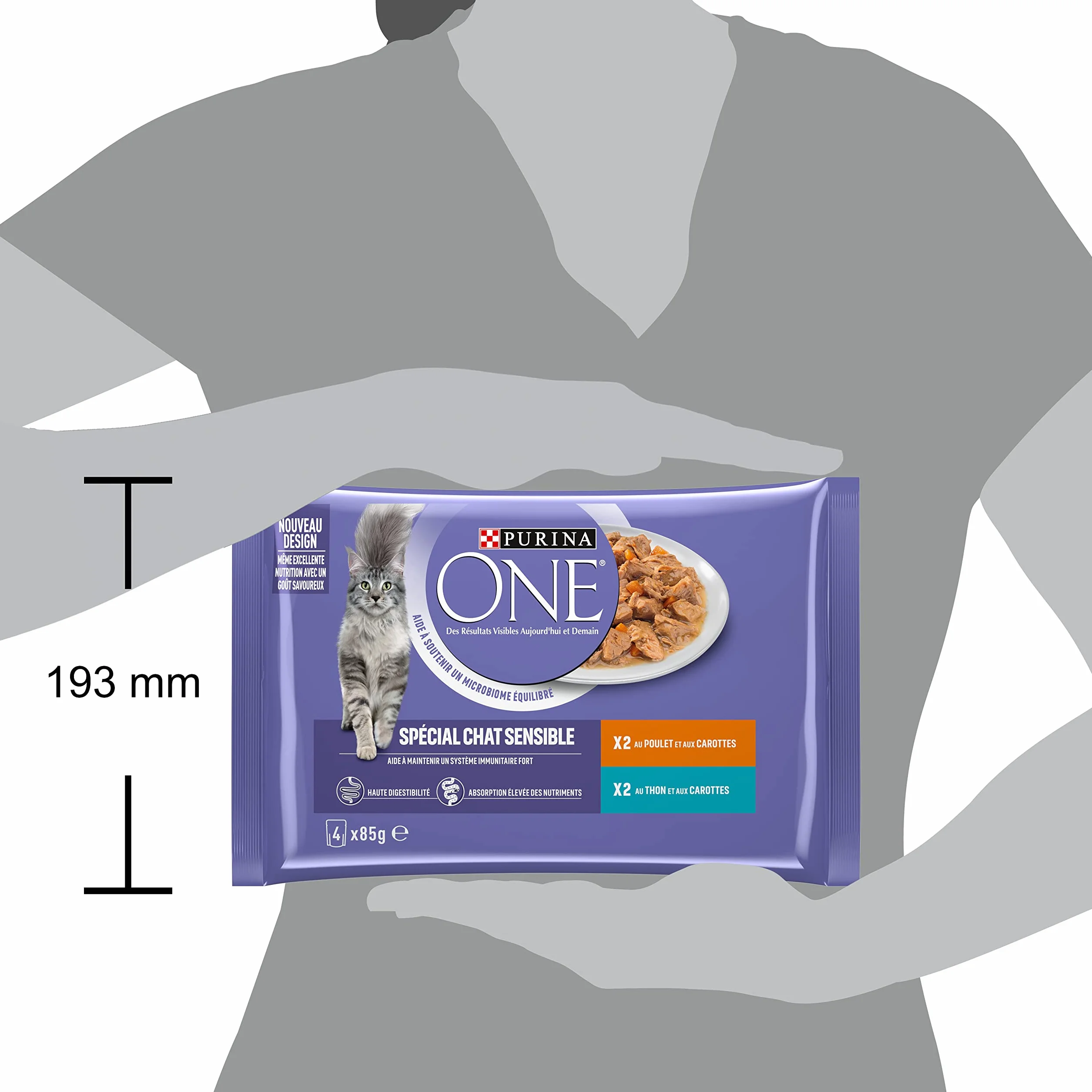 PURINA ONE BIFENSIS Spécial Chat Adulte Sensible Au Poulet et Thon Sachet Repas Lot de 12 (4 x 85g)