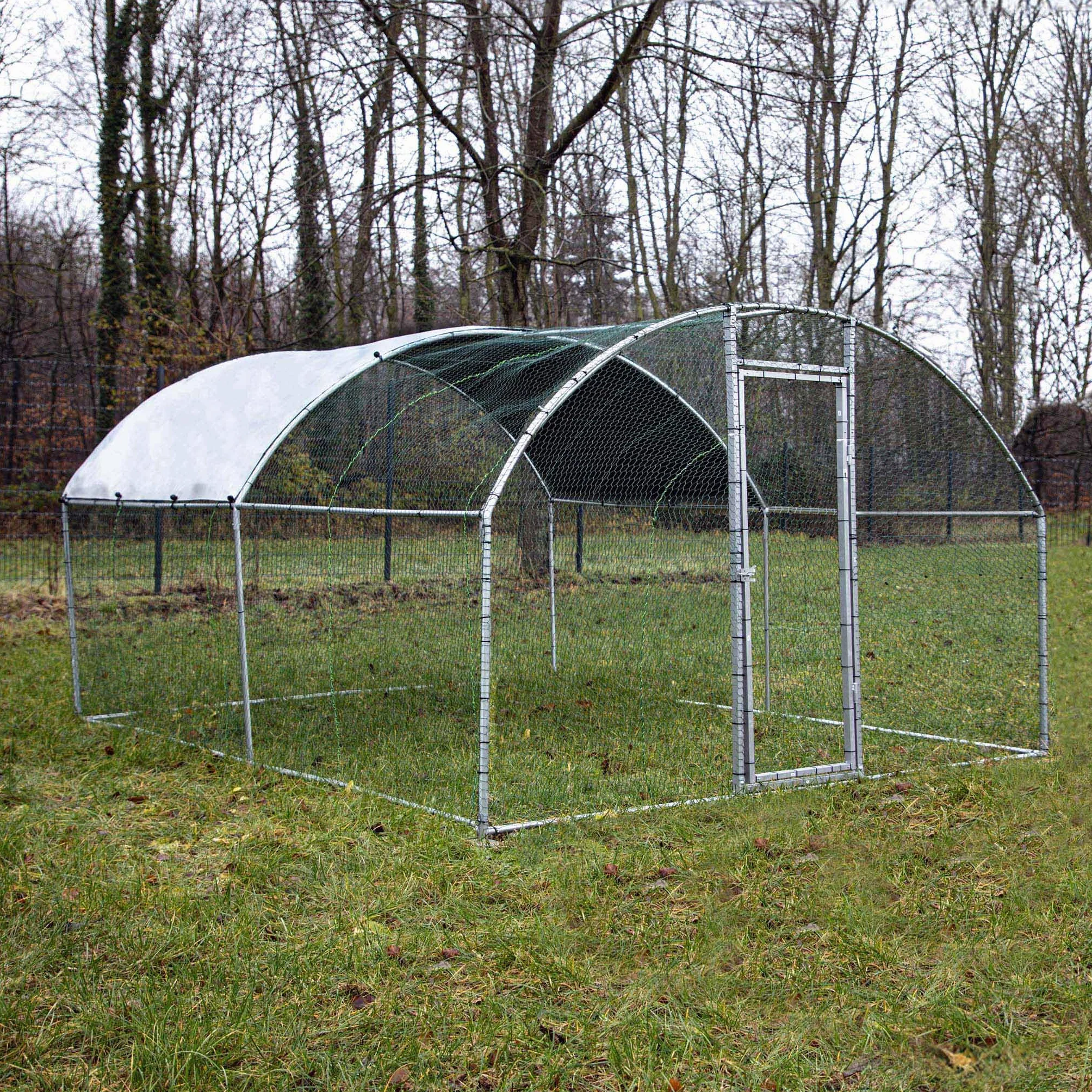 Parc enclos XXL pour Petits Animaux 4 x 3 x 2 m Acier Clôture verrouillable Toit grillagé Bâche