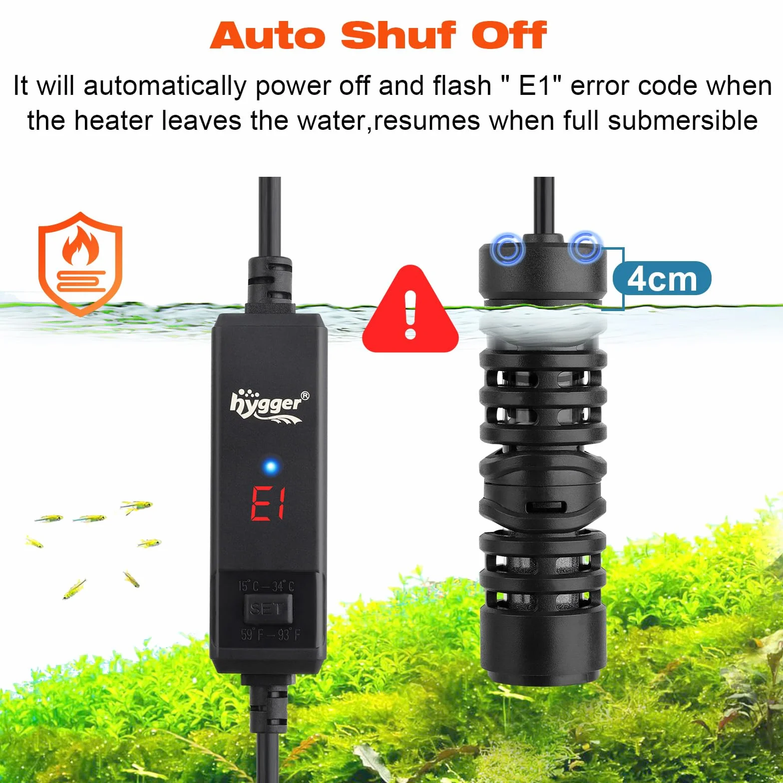 hygger Mini Chauffage pour Aquarium, 150W Submersible Aquarium Heater de Tortue with Digital Display Controller, Small Fish Tank Heater for 56-132L Freshwater Aquariums