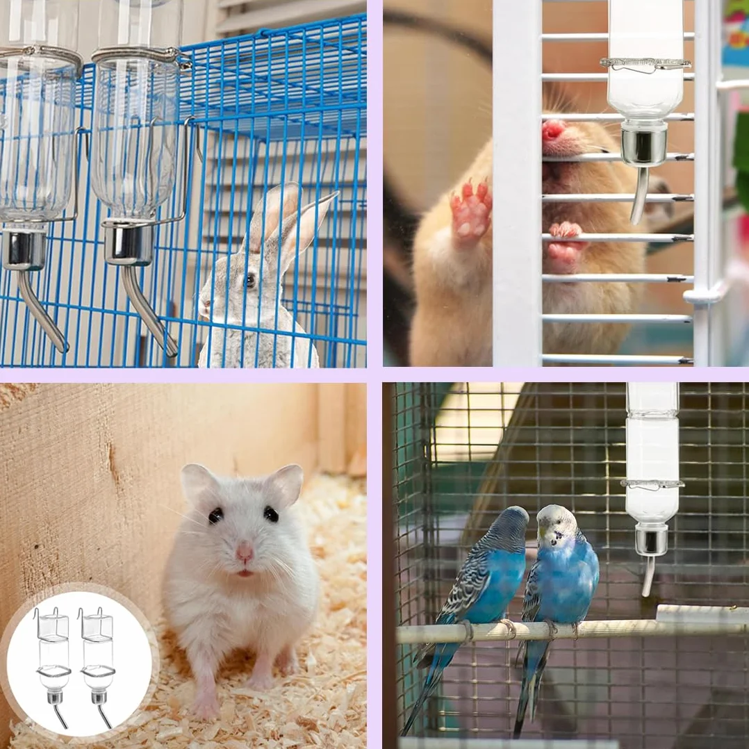 Biberon Lapin 2 Pièces Distributeur Eau Suspendu 350 ML pour Rongeurs Chatons Chiens Hamsters