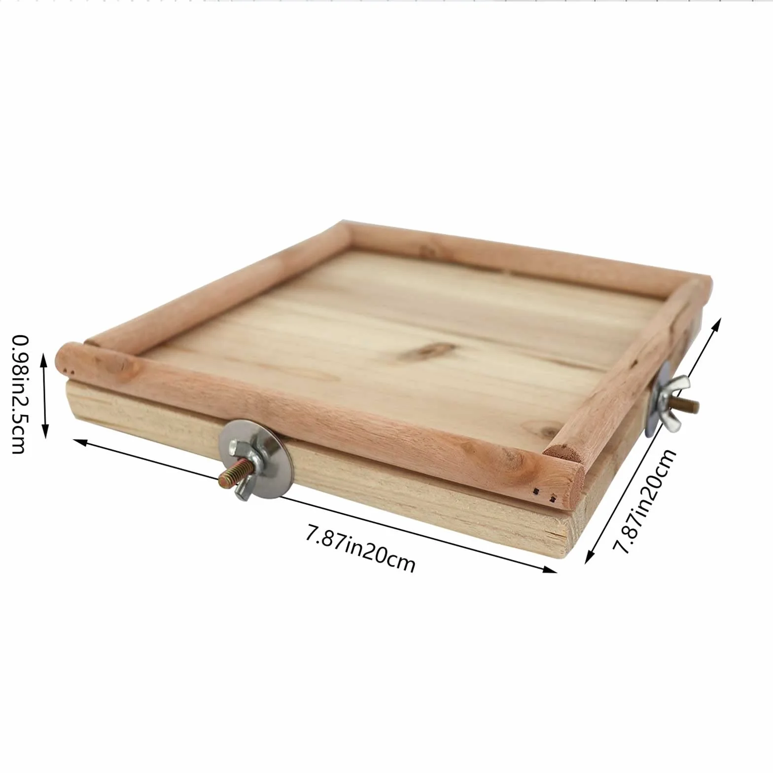 Perchoir en Bois Naturel pour Oiseaux 20×20 cm - Plateforme pour Perroquets, Accessoire Cage