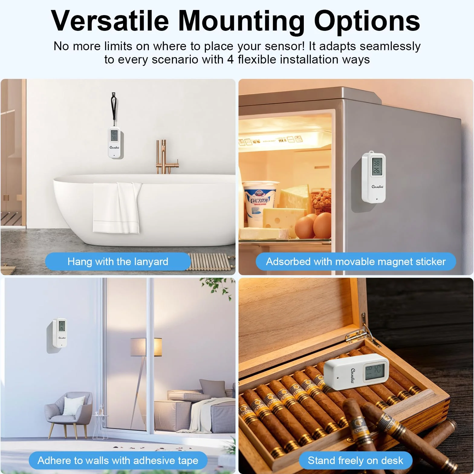 Thermomètre Hygromètre WiFi IP65, Capteur Température et Humidité avec Alerte App, Intérieur Extérieur, Données Exportables 1 An, pour Serre, Cave, Maison