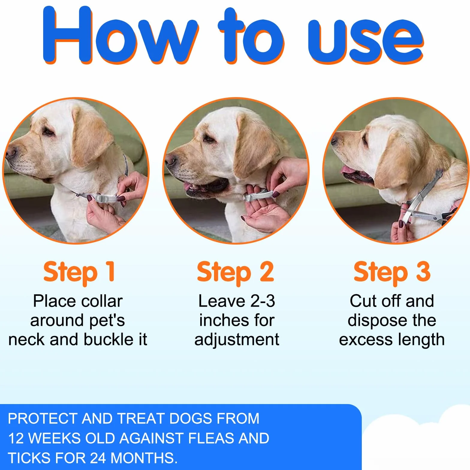 Collier Anti Puces pour Chien Naturel 24 Mois Réglable Imperméable 4pces