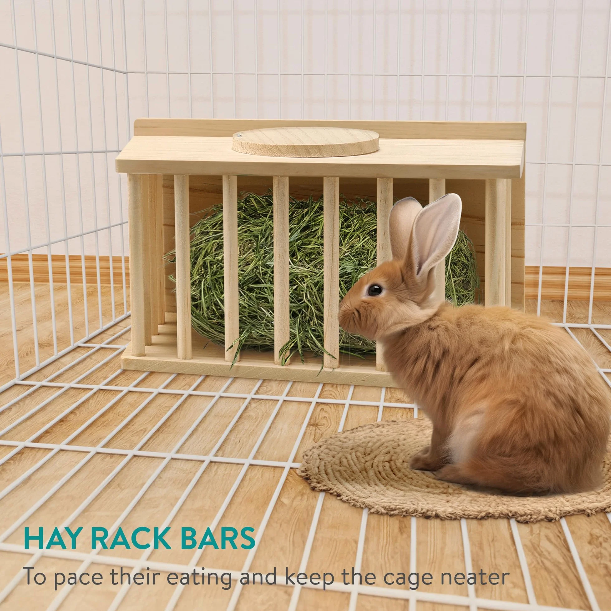 Navaris Mangeoire Foin Lapin en Bois 25 x 15 x 15 cm pour Petit Animal