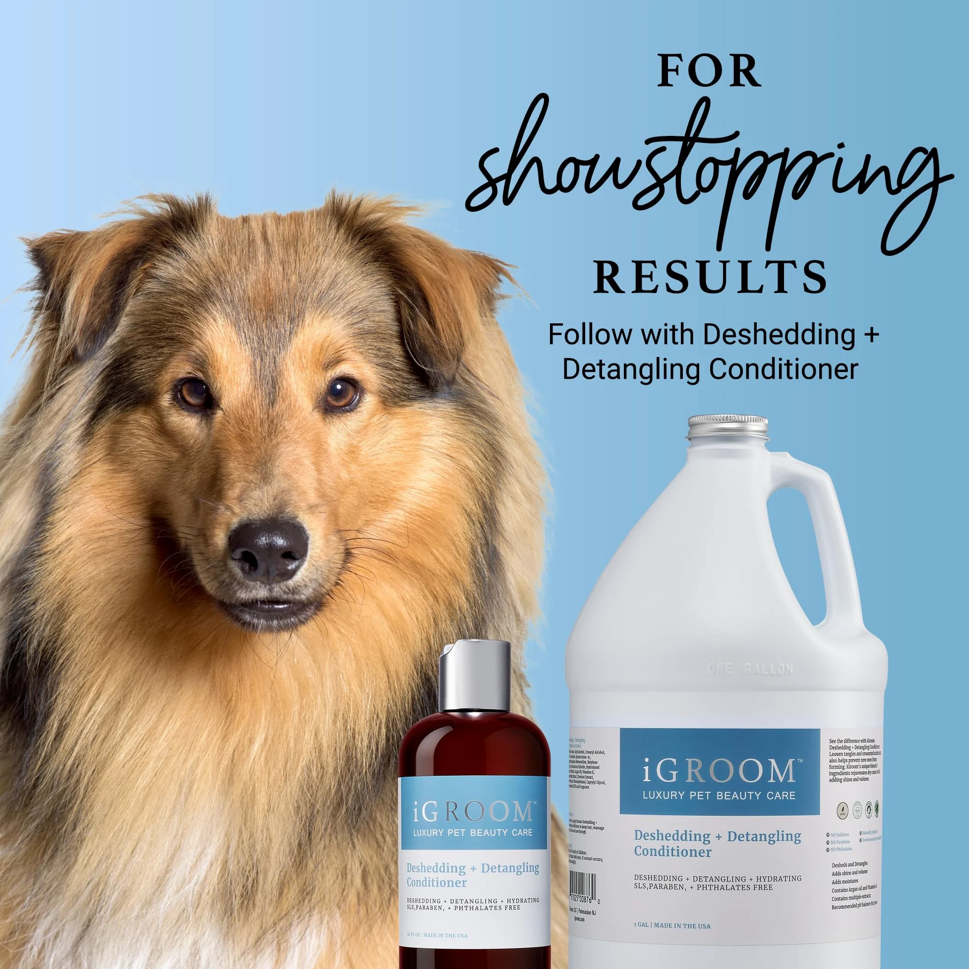 iGroom Shampooing démêlant et démêlant pour chien, soin de beauté de luxe pour animaux de compagnie, desserre les nœuds + sous-poil indésirable, fabriqué aux États-Unis, 3.8 l