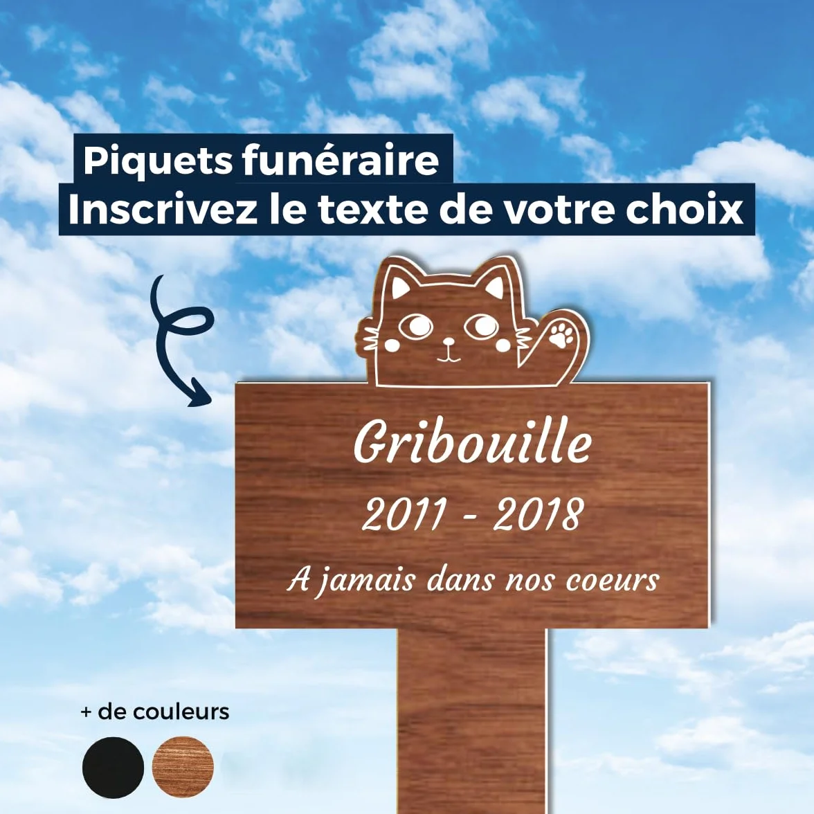 Plaque Funéraire Commémorative Personnalisée en Bois pour Chien Chat - Souvenir Animal - Texte Personnalisable Coeur