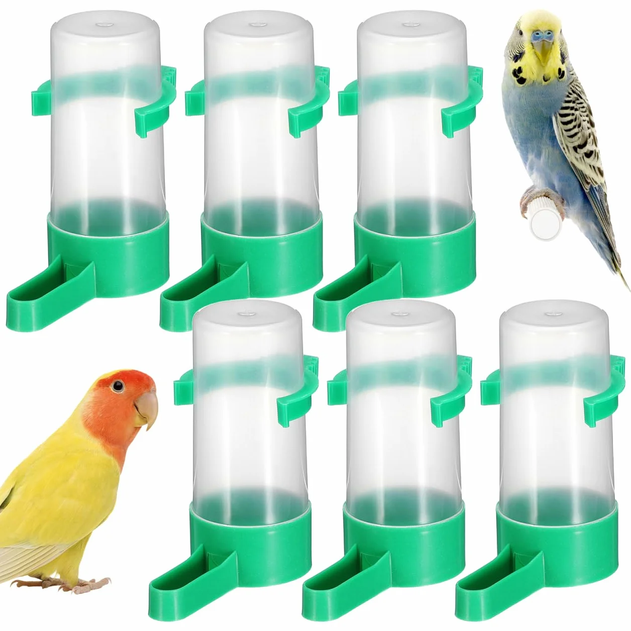 Hohopeti Distributeur d'eau Automatique pour Oiseaux en Cage 10 Pièces Abreuvoir Anti-Gaspillage 60Ml Bec Incliné