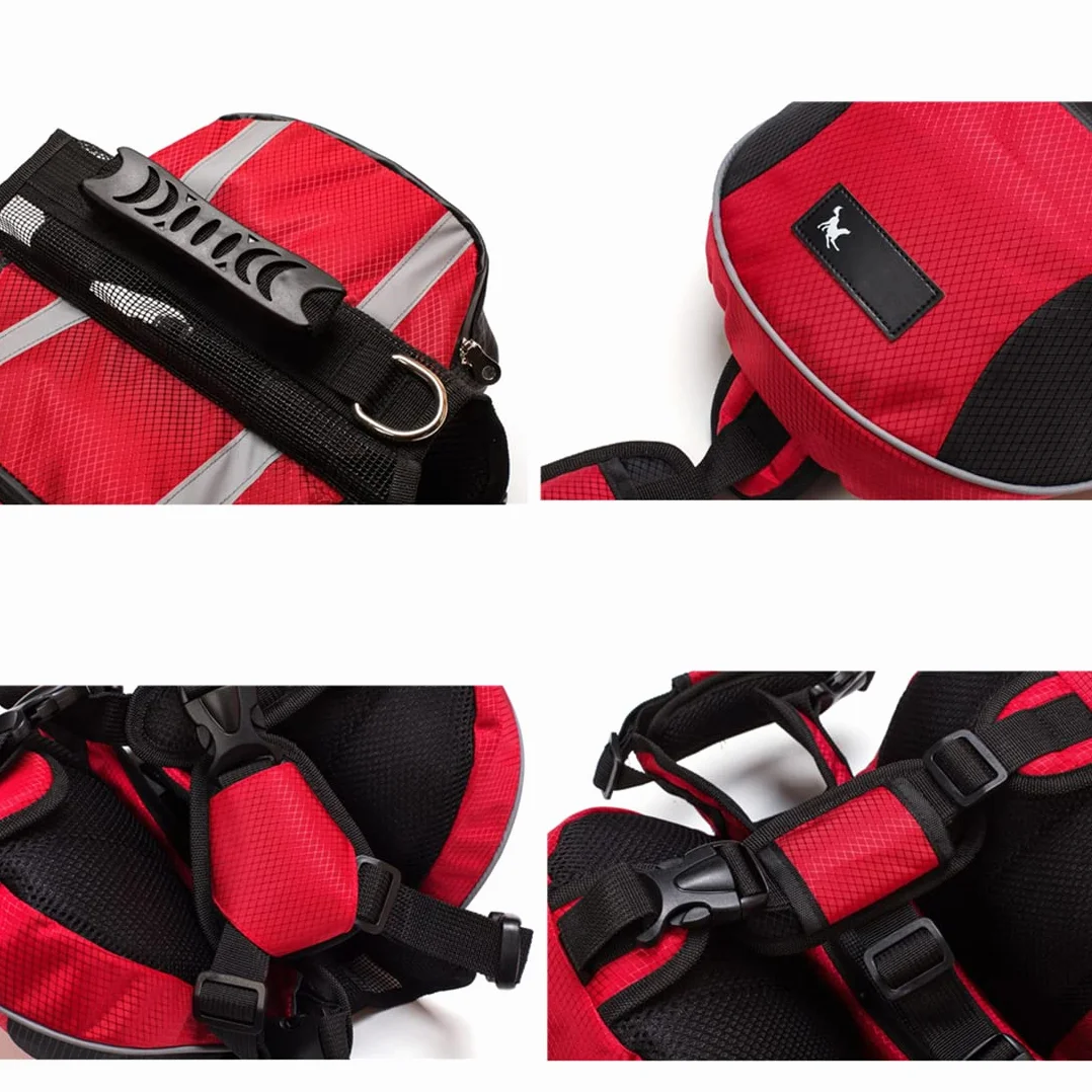 Sacoche de Selle Imperméable Réglable Réfléchissante pour Chien Moyen & Grand avec Poignée Orange M (18-28kg)