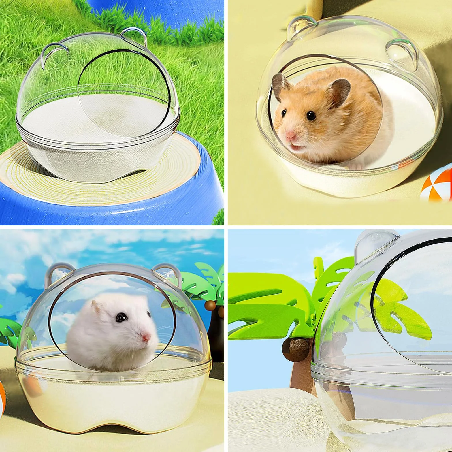 Baignoire pour hamster, boîte de bain de sable pour hamster (taille S 11 x 11 x 8,8 cm)