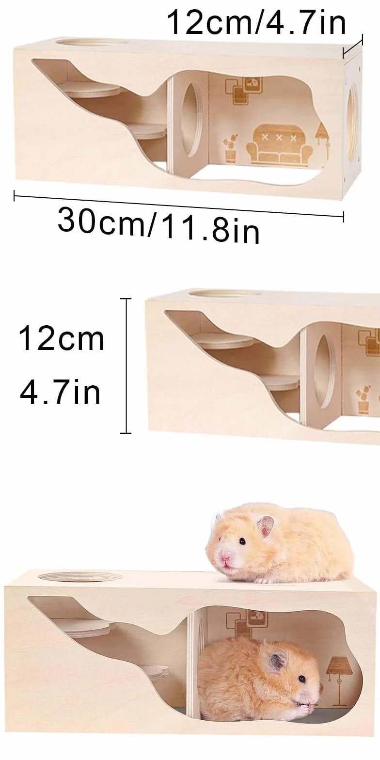 Maison à Hamster en Bois, Maison Cochon d'Inde Bois, Maison en Bois pour Hamster, Maison de Hamster pour Gerbilles, Maison Hamster, Convient aux Hamsters Nains, aux gerbilles et aux Souris.