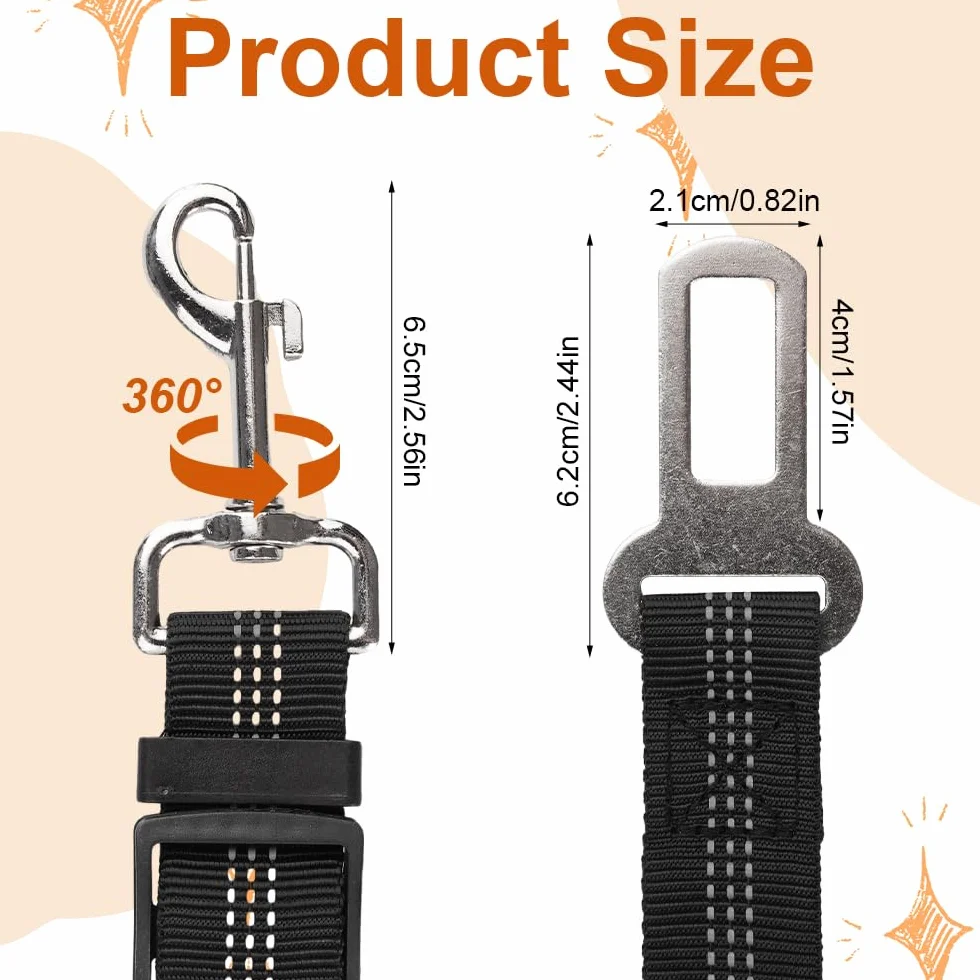 Ceinture Sécurité Chien Voiture 2 en 1 52-75 cm, Laisse Élastique Double Extrémité Réfléchissante Réglable