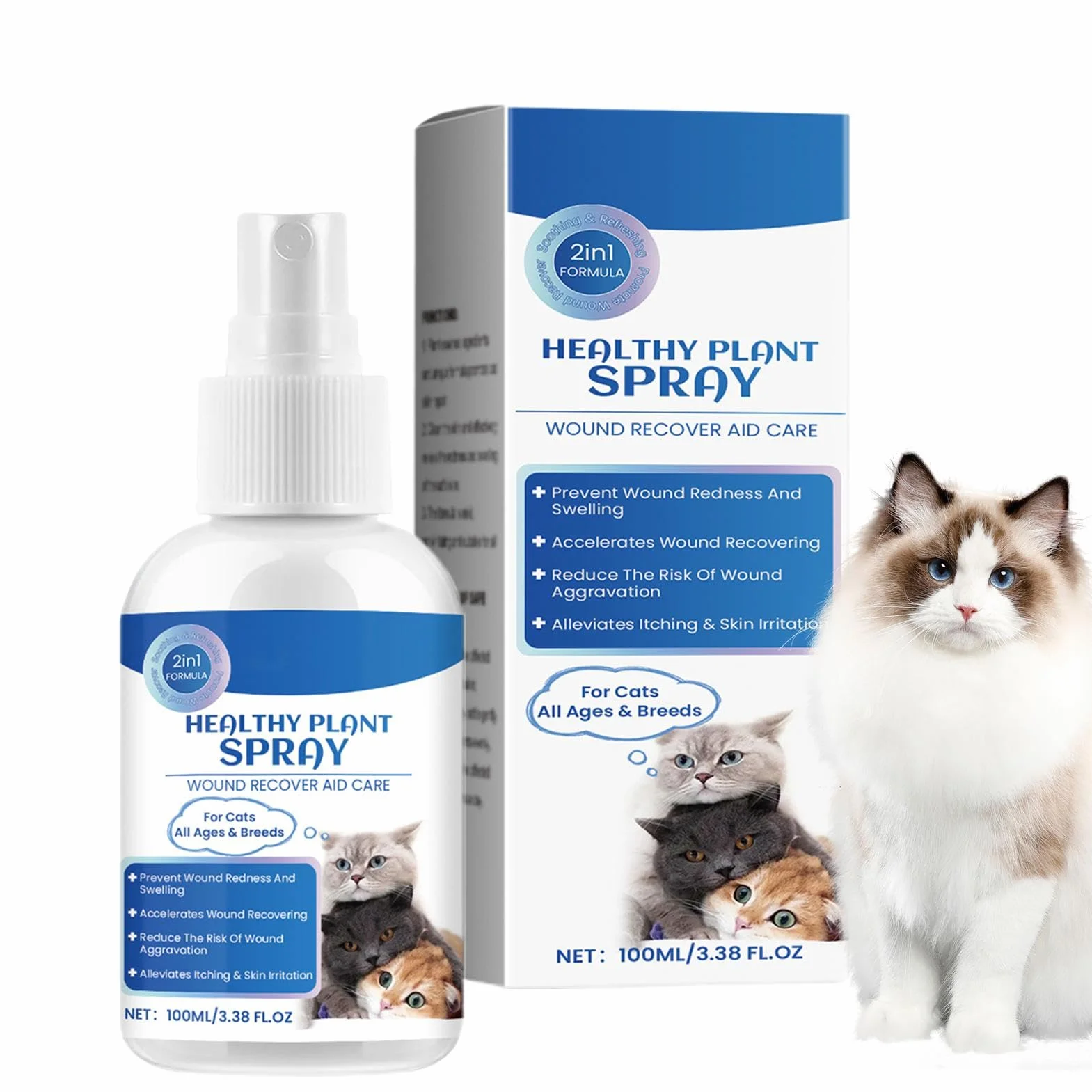 Spray anti-démangeaisons pour chat 100 ml Guérisseur naturel des plaies de chat soulagement des points chauds
