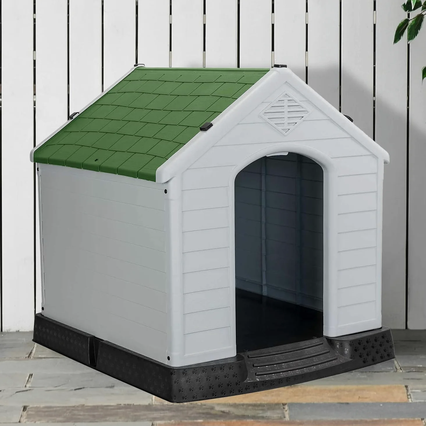 Aqpet Niche pour Chiens en Plastique pour extérieur, intérieur, Maison, Jardin, imperméable, avec Plancher surélevé, pour Chiens de Grande Taille, 105 x 96 x 98 H, Vert