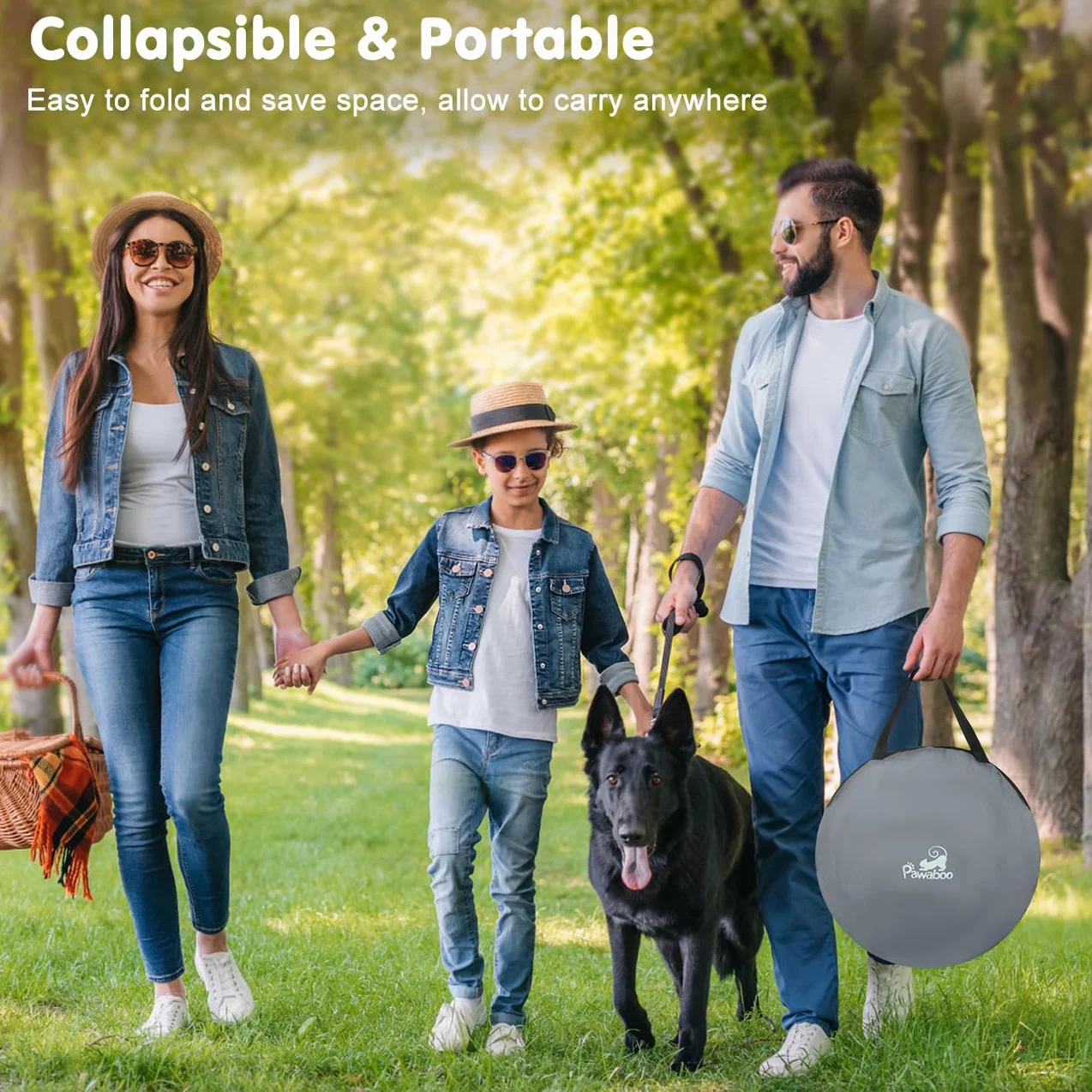 Pawaboo Parc Enclos Pliable Chien Chat, Enclos Intérieur Extérieur Portable, Tissu Oxford, L, Gris