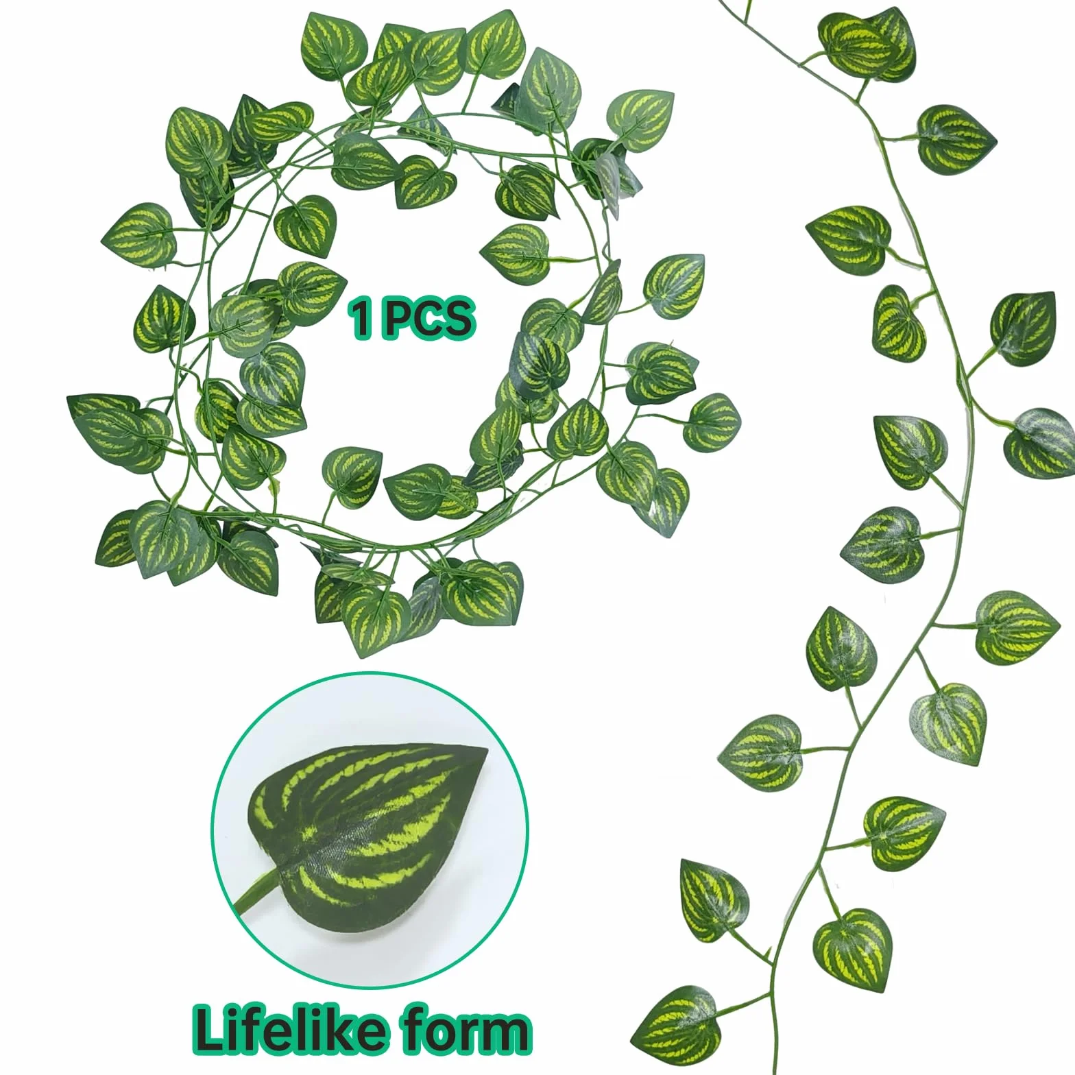 4-en-1 Plantes Suspendues et Hamac pour Reptiles – Ensemble de Décoration de Terrarium pour Reptiles avec Lianes Flexibles & Ventouses – Idéal pour Lézard, Caméléon, Gecko, Tortue (Vert)