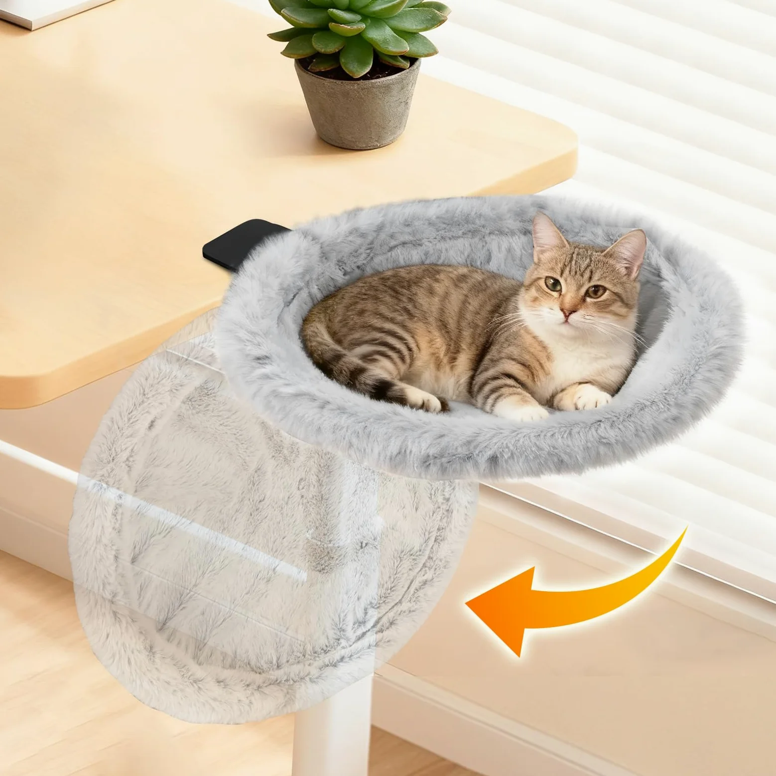 Pawaboo Lit De Bureau pour Chat, Lit D'Appoint Pliable en Un Clic | Hamac pour Chat avec Pince en Acier Pouvant Supporter Jusqu'à 18 Kg, Lits Suspendu Réversible pour Chats avec Peluche