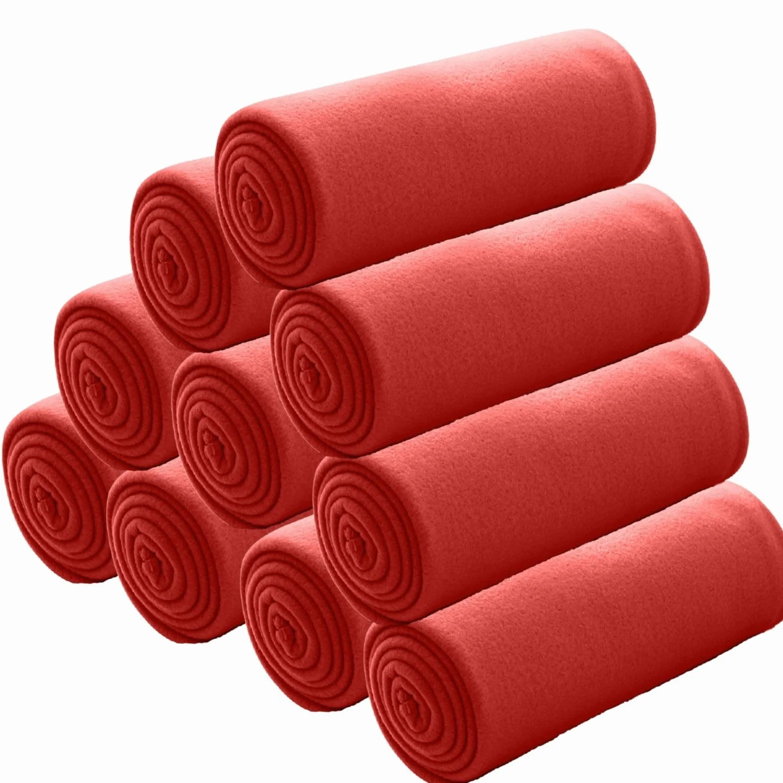 Couvertures polaires oekoTex 130 x 160 cm 400 g anti-boulochage lot de 10 rouge