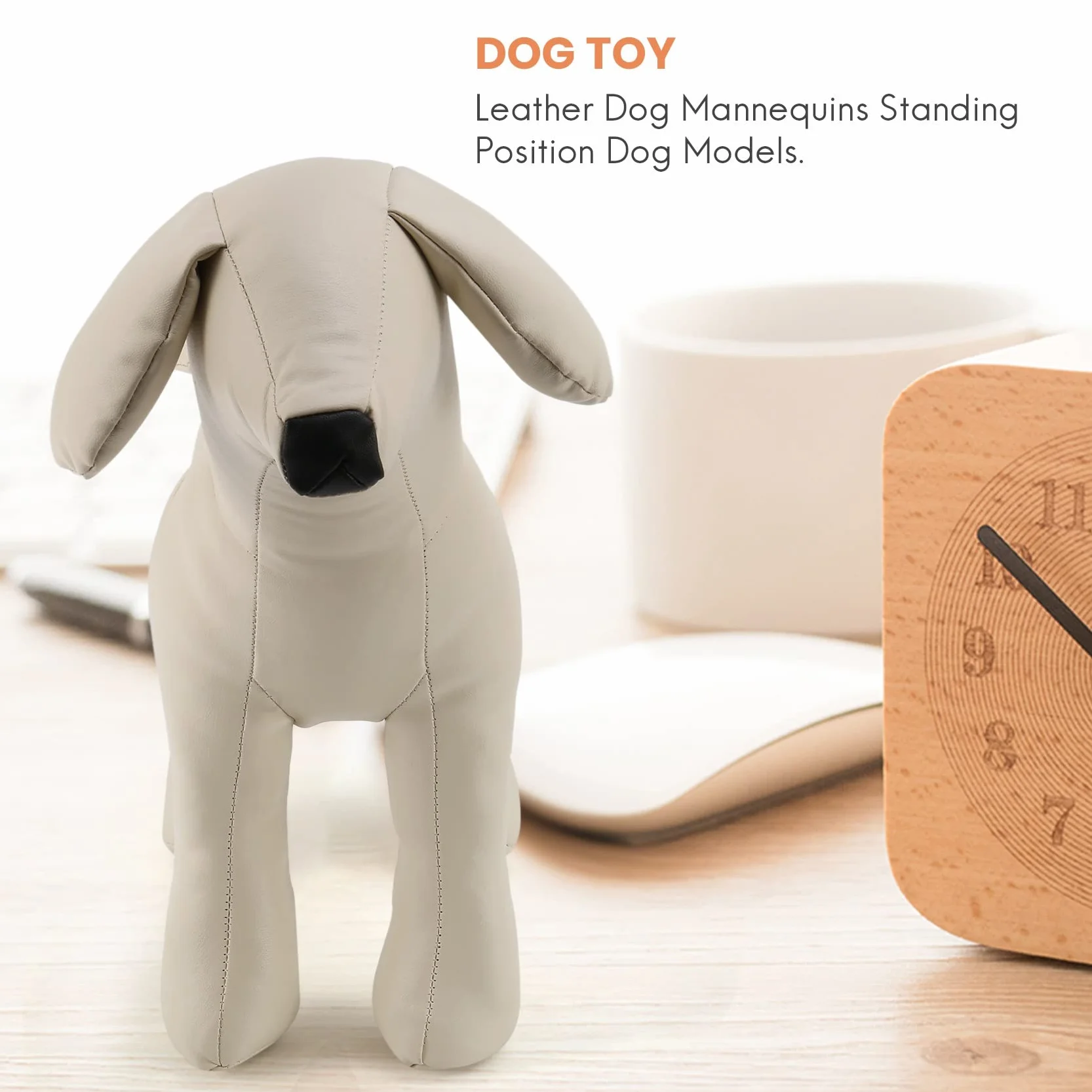 Mannequin Chien Cuir Position Debout Blanc