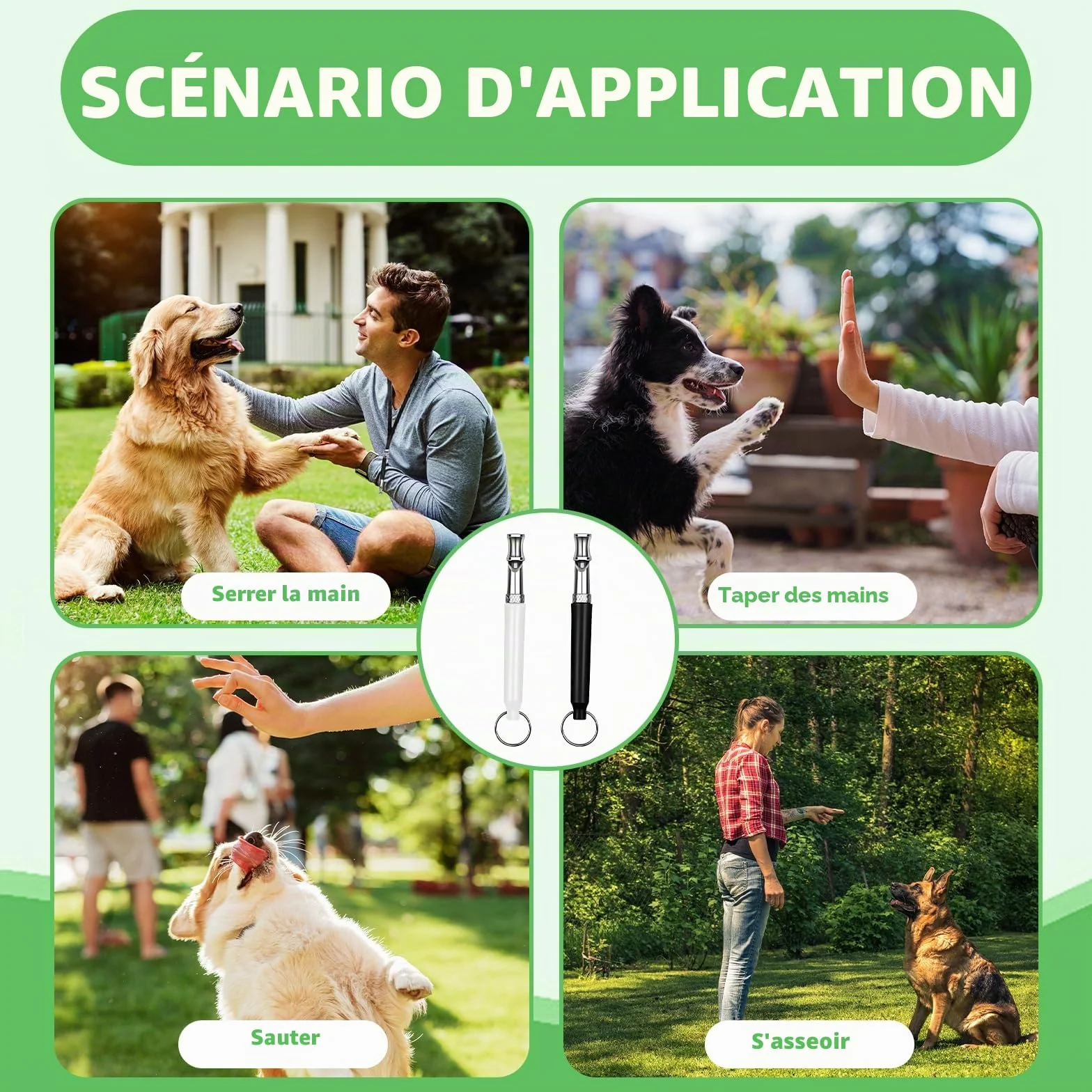 Sifflet pour Chien à Haute Fréquence, Ultrason Anti Aboiement Réglable pour Rappel Chien Accessoires
