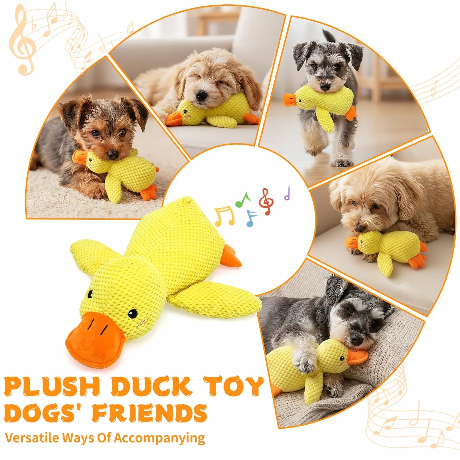 Jouet pour Chien en Peluche Canard Couineur 30 cm Anti-Stress Doux et Résistant