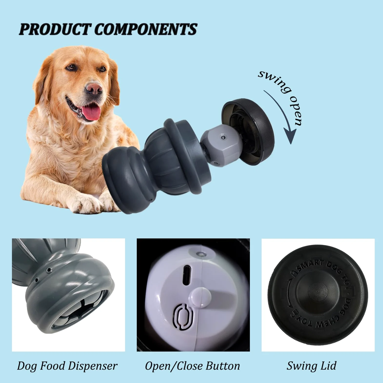 Jouet interactif intelligent à mâcher pour chien avec technologie de pause automatique ABS jouets à mâcher pour chiens, distributeur de friandises pour mâcheurs agressifs pour chiens de petite
