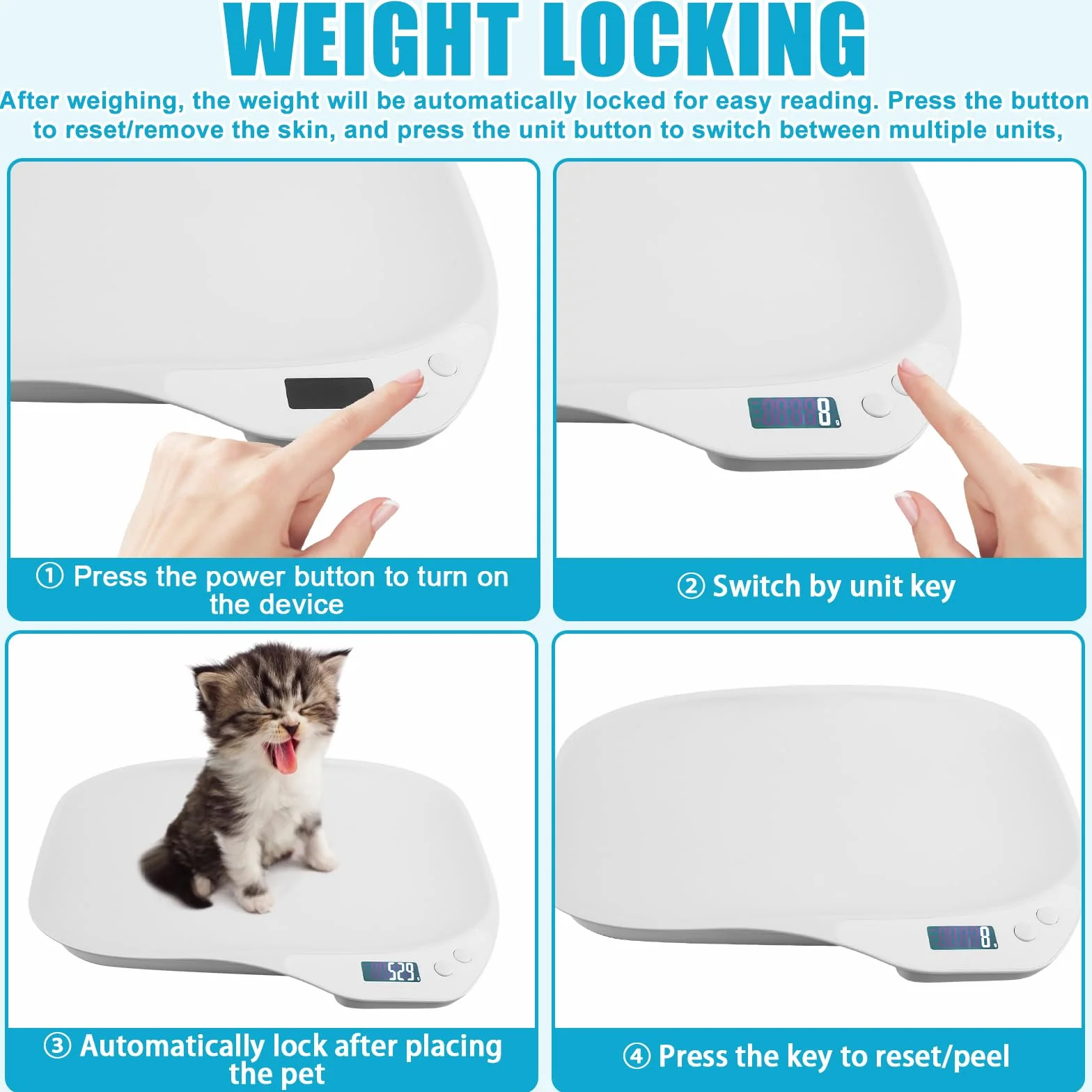 Balance numérique pour petits animaux 15 kg ±1 g avec écran LCD