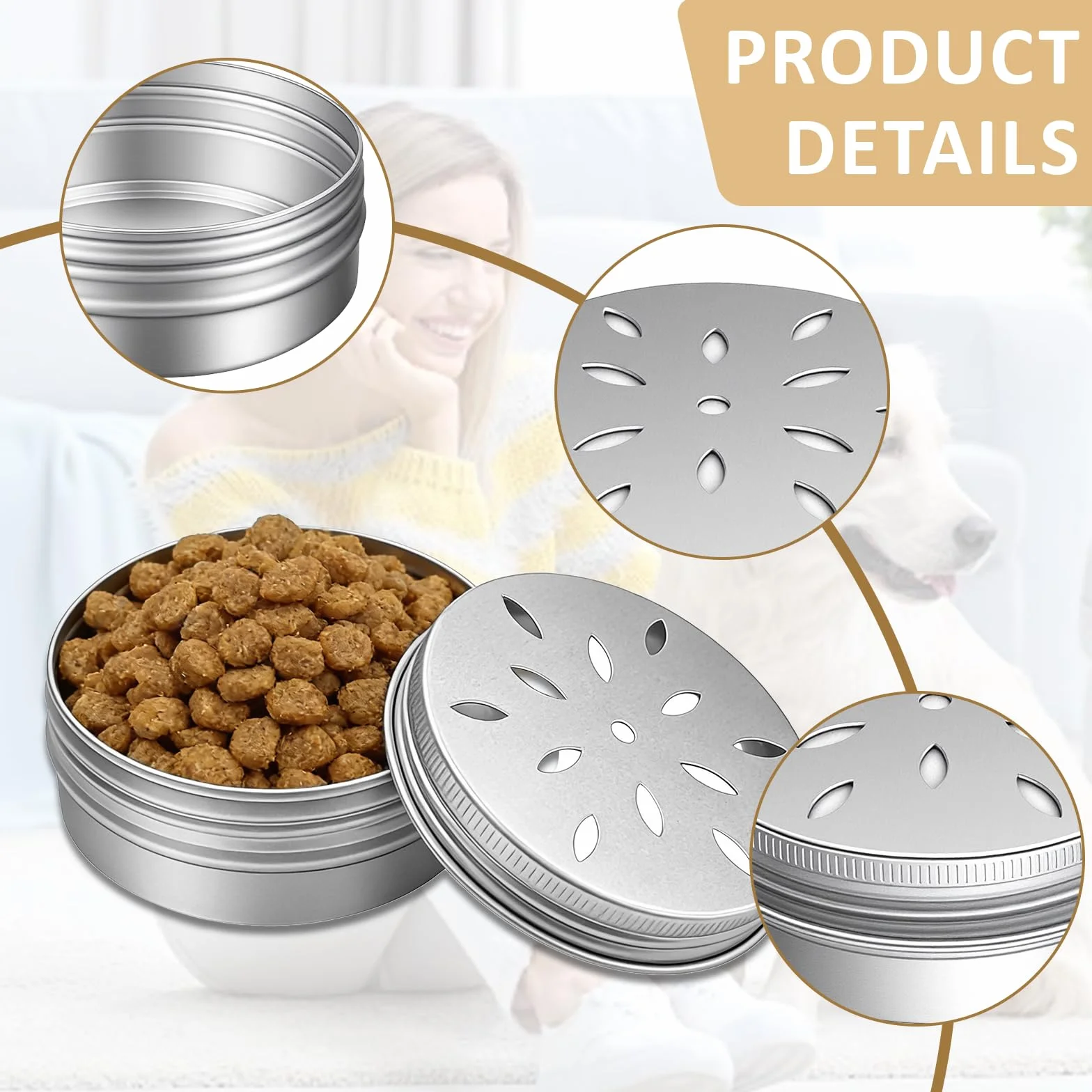 Conteneur pour Parfum pour Chiens, 60 ML Boîtes en Aluminium pour Parfum pour Chiens avec Aération, Accessoires pour Le Dressage des Chiens Renifleurs, Travail Olfactif, 8 Pièces